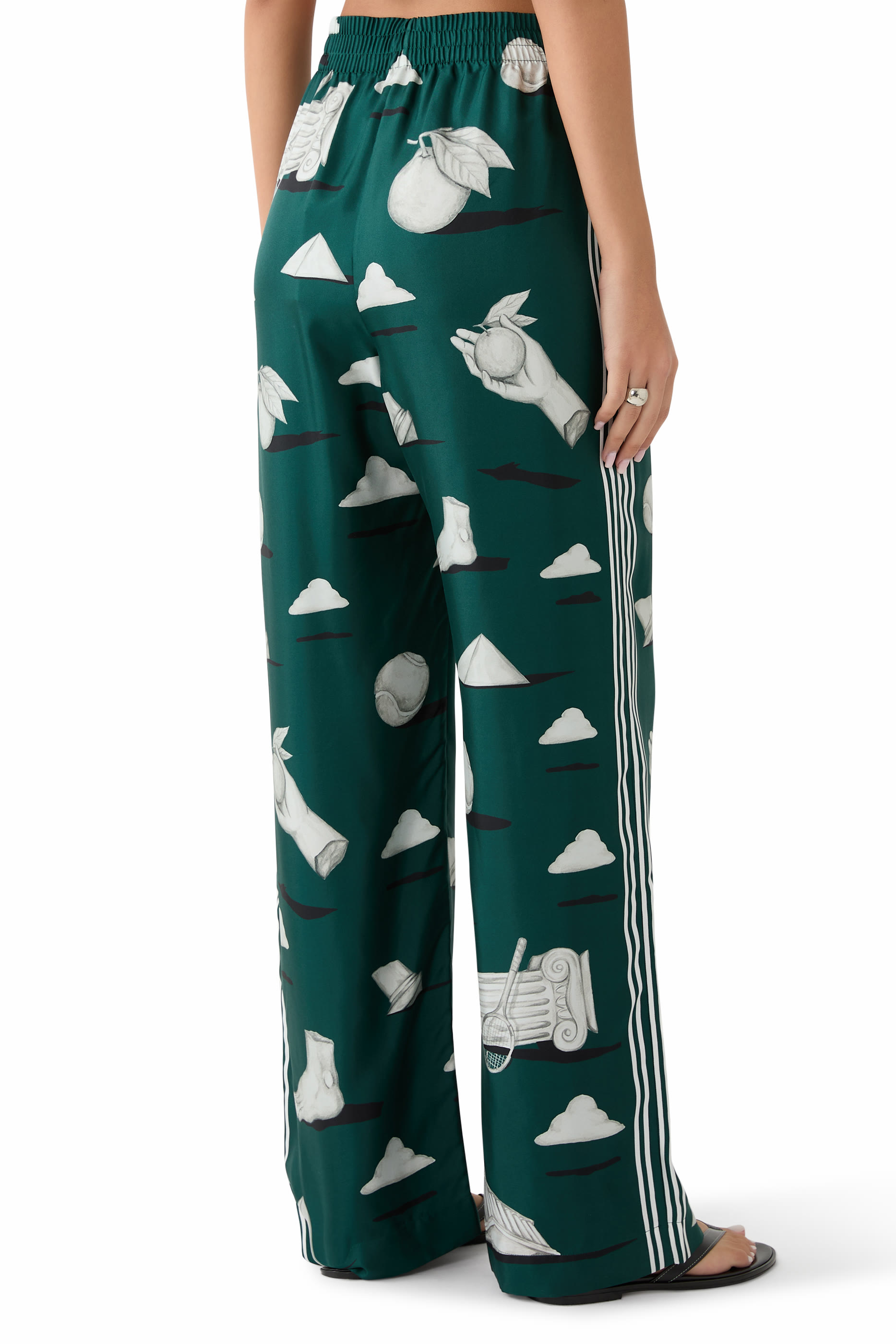 بنطال بنقشة تجريدية حرير