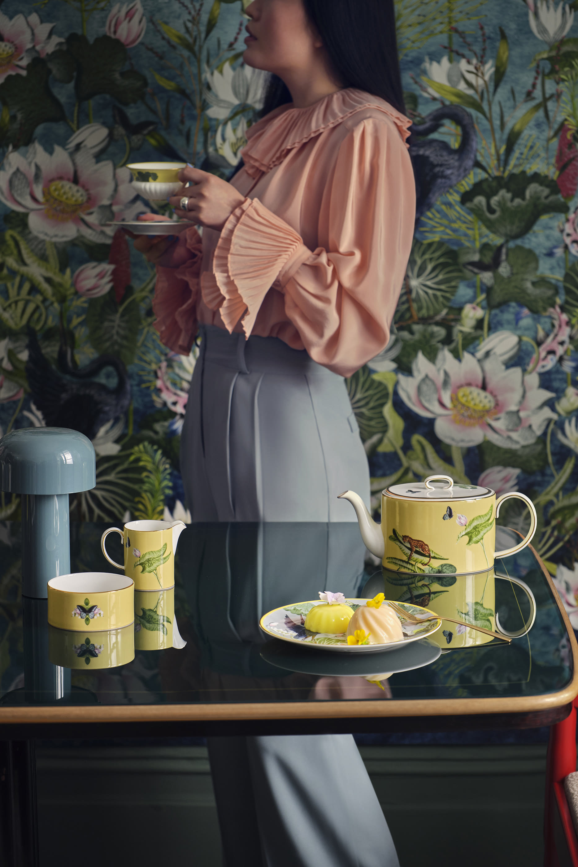 طقم وعاء سكر وكريمر وندرلست واتر ليلي