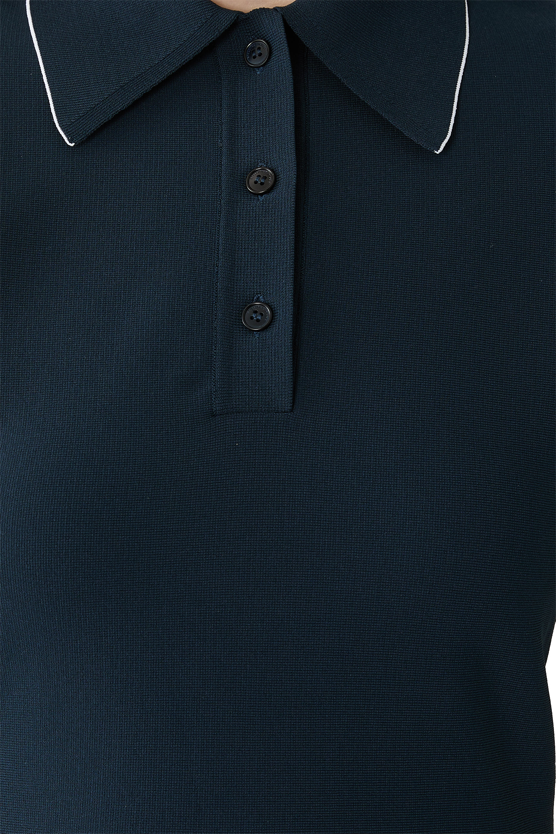 Compact Knit Peplum Polo Top