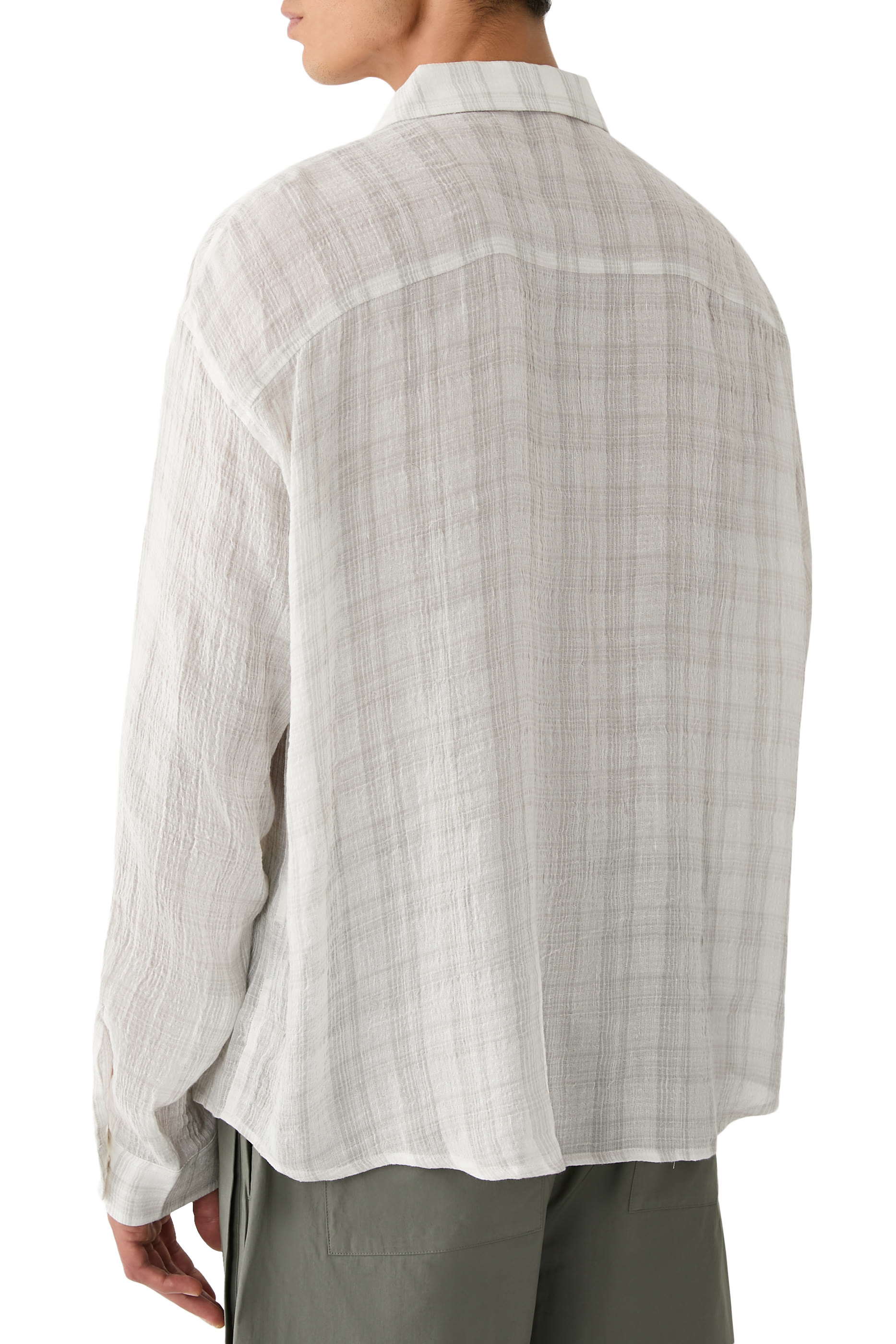 قميص بارز الملمس بنقشة مربعات