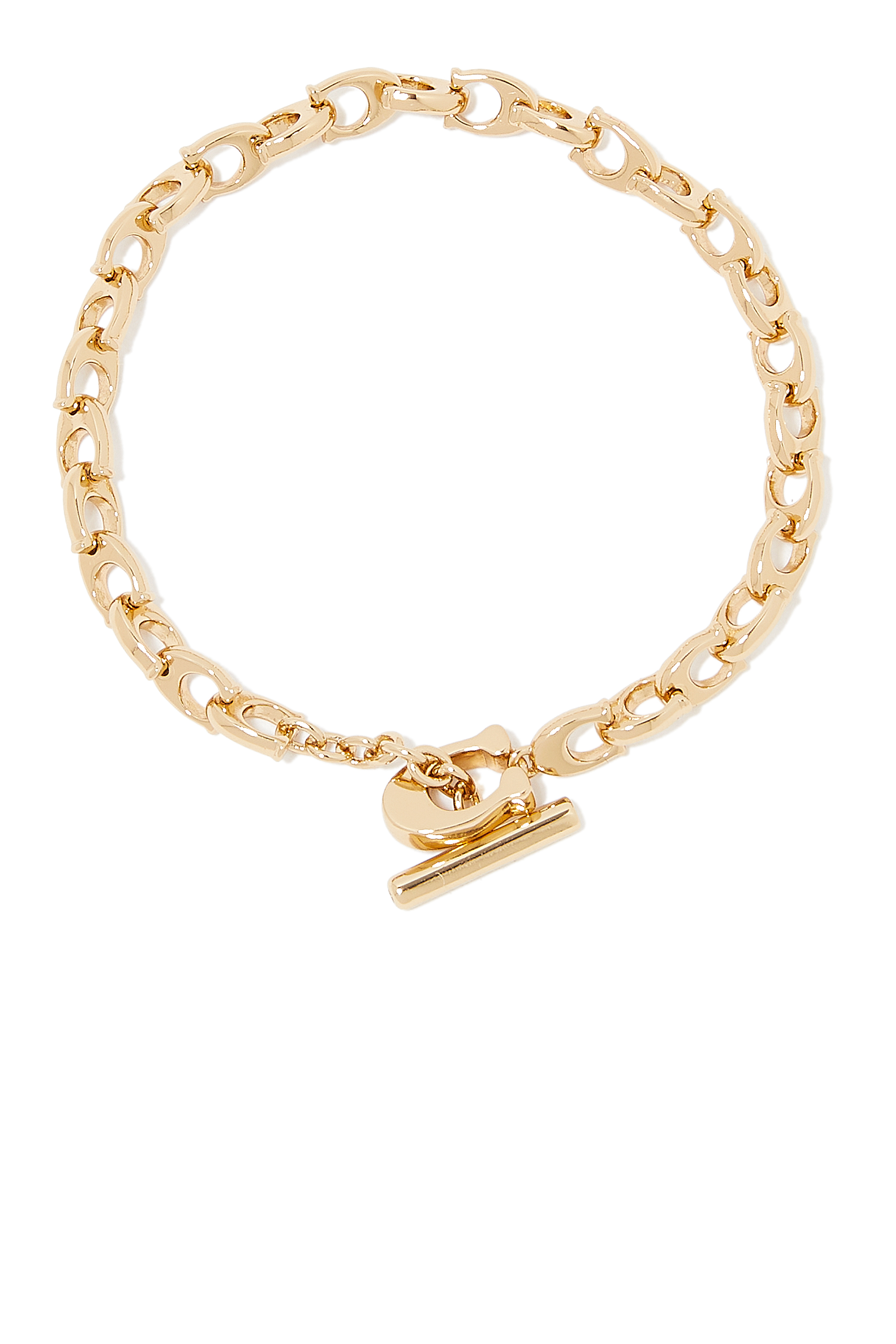 سوار سلسلة بحلقات بتصميم حرف شعار الماركة مرصع بالكريستال