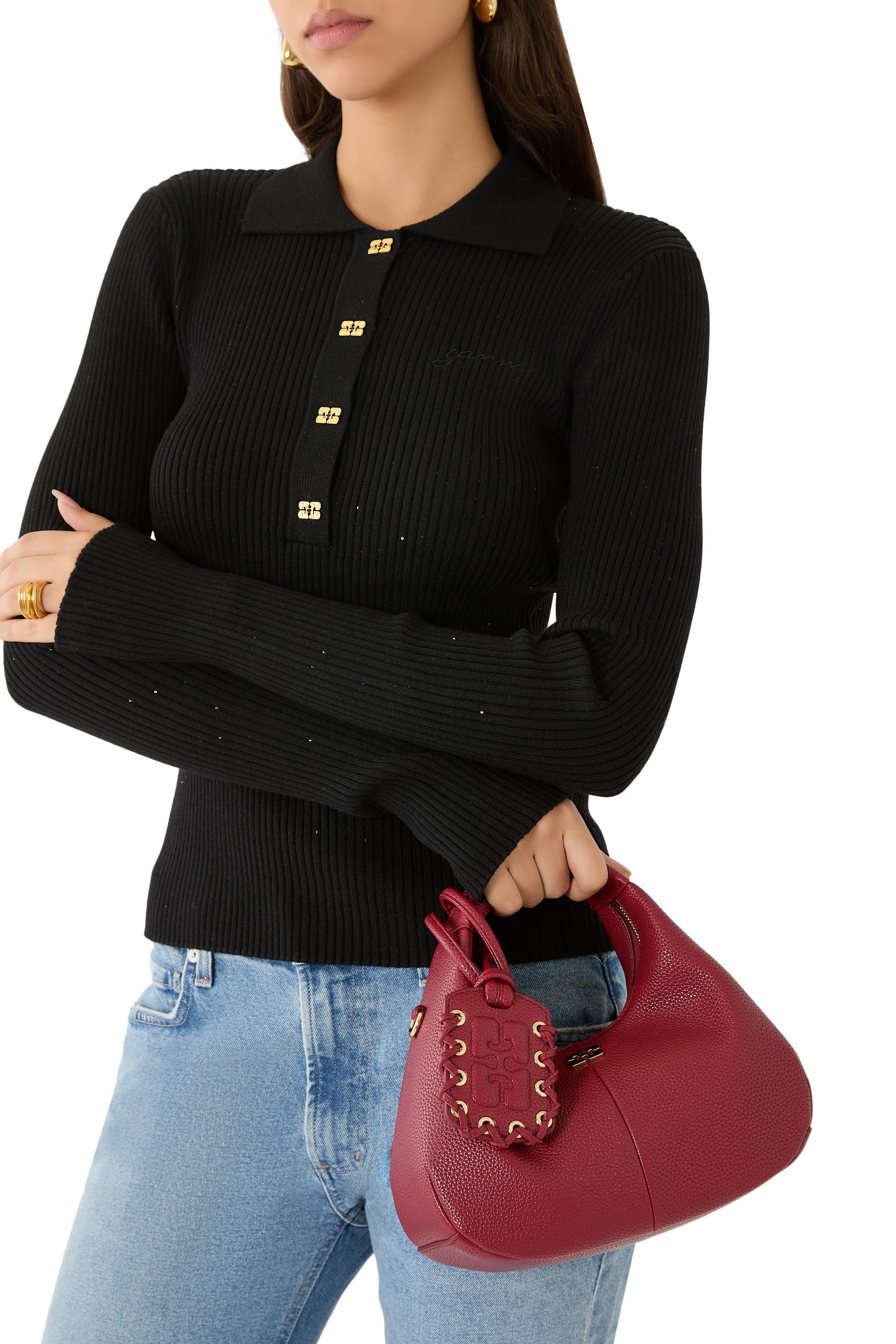 حقيبة هوبو صغيرة بارزة الملمس