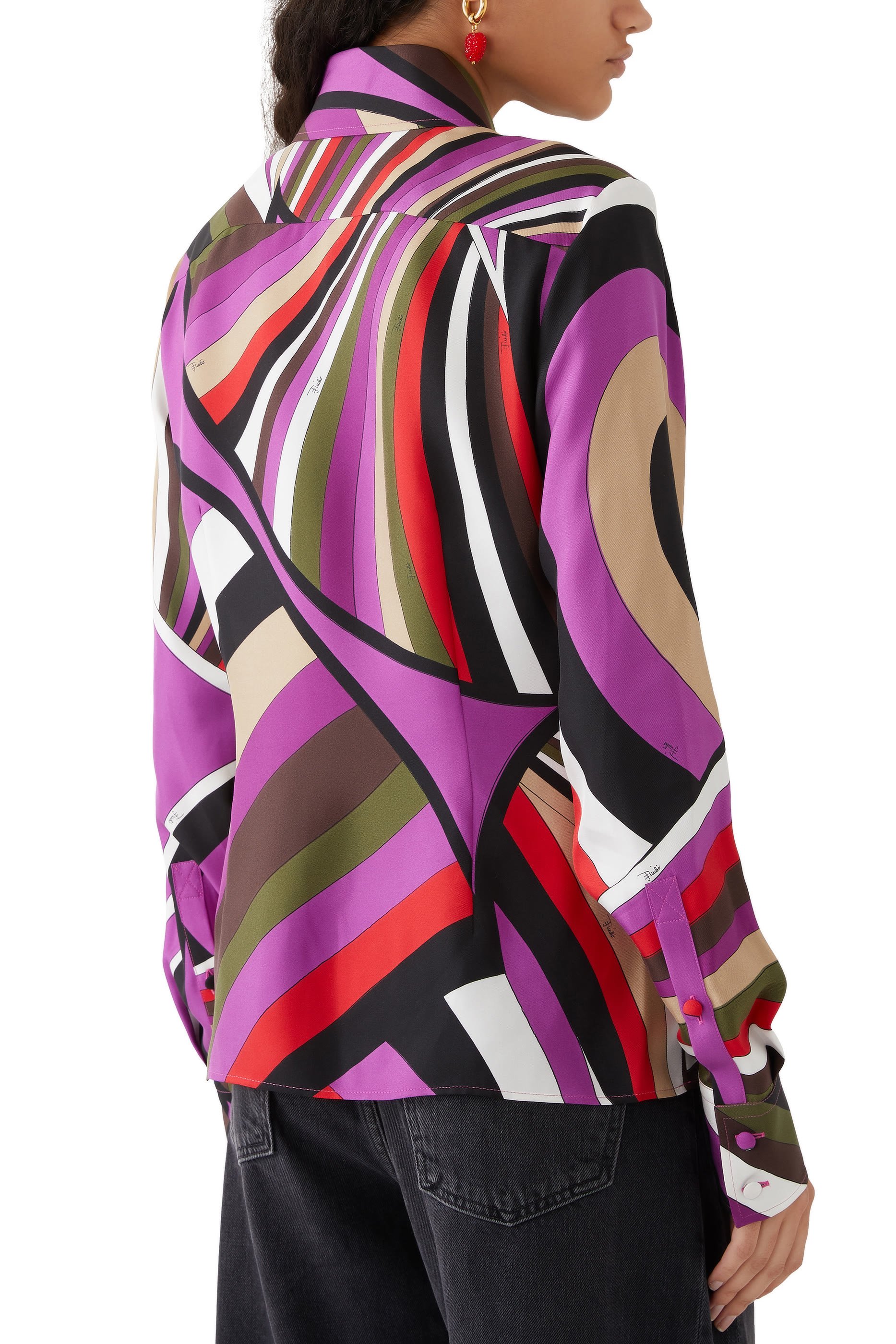 قميص حرير تويل بطبعات إيريد