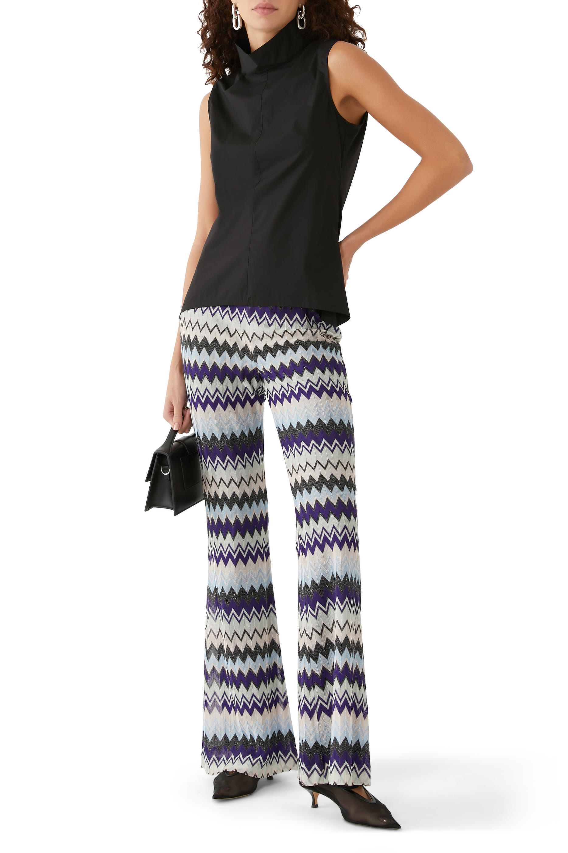 بنطال بحافة واسعة ونقشة خطوط متعرجة راشيل