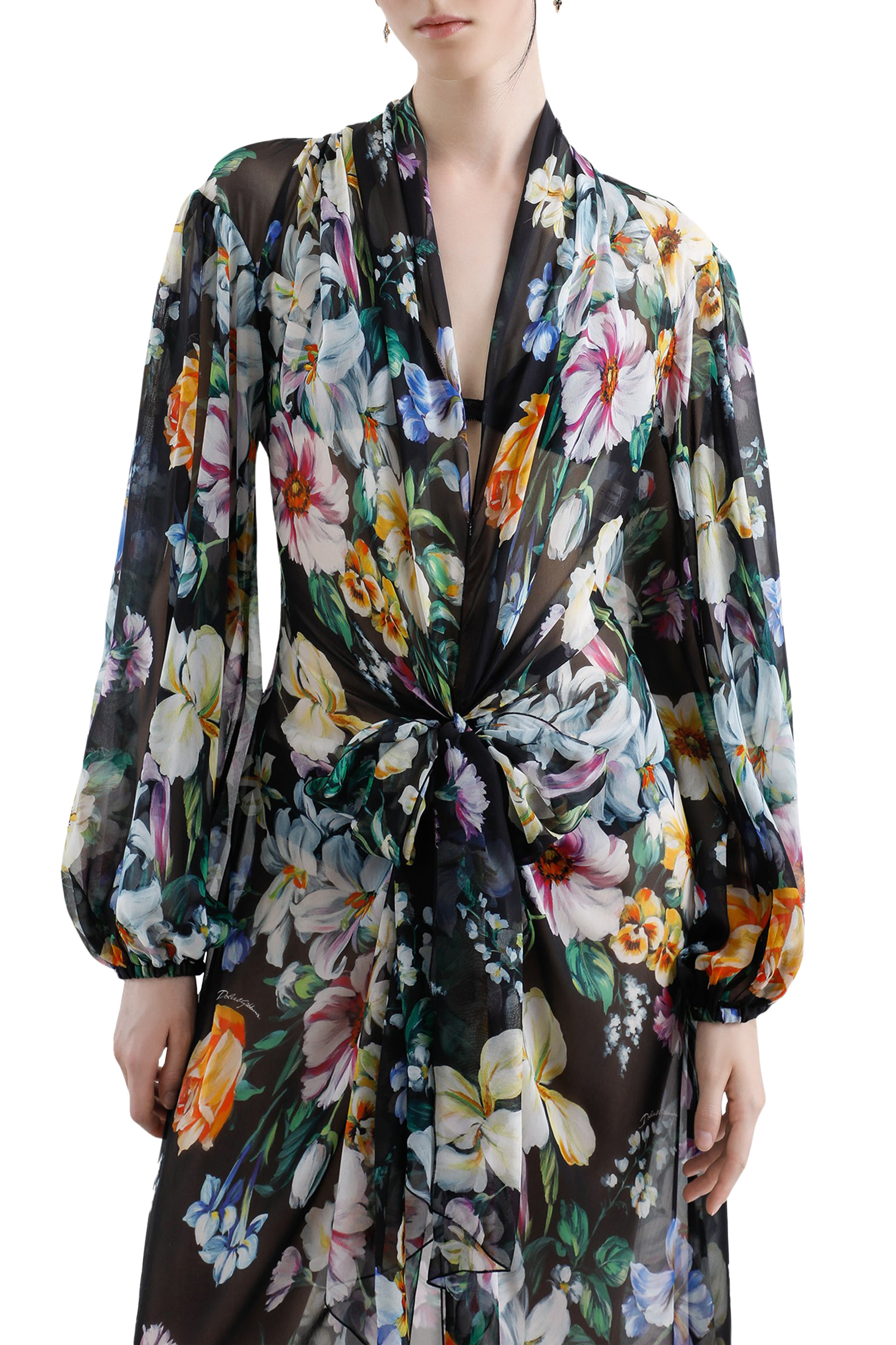 فستان طويل بنقشة زهور شيفون