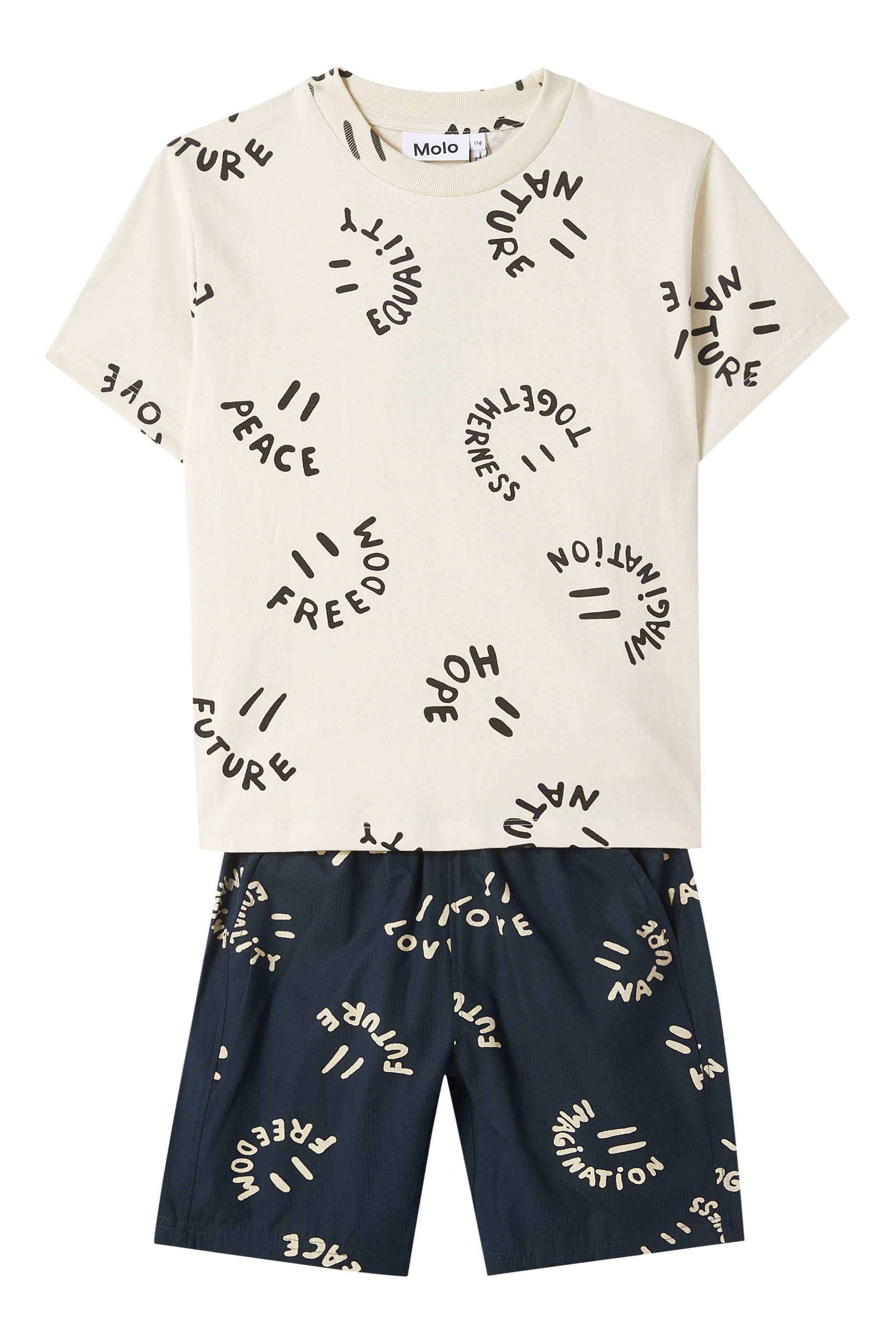 تيشيرت رايلي بطبعة كلمات بتصميم وجه ضاحك للأطفال