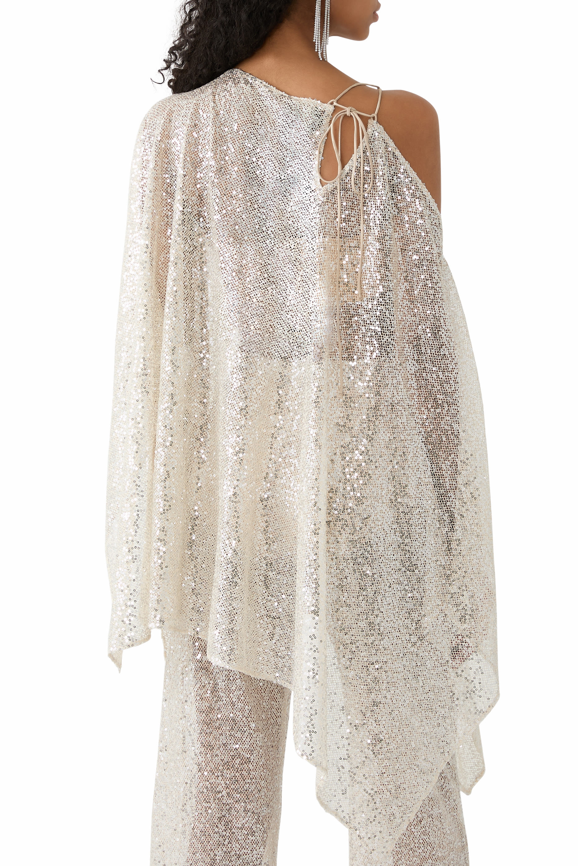 فستان سزا سزا ديسكو قصير مزين بترتر