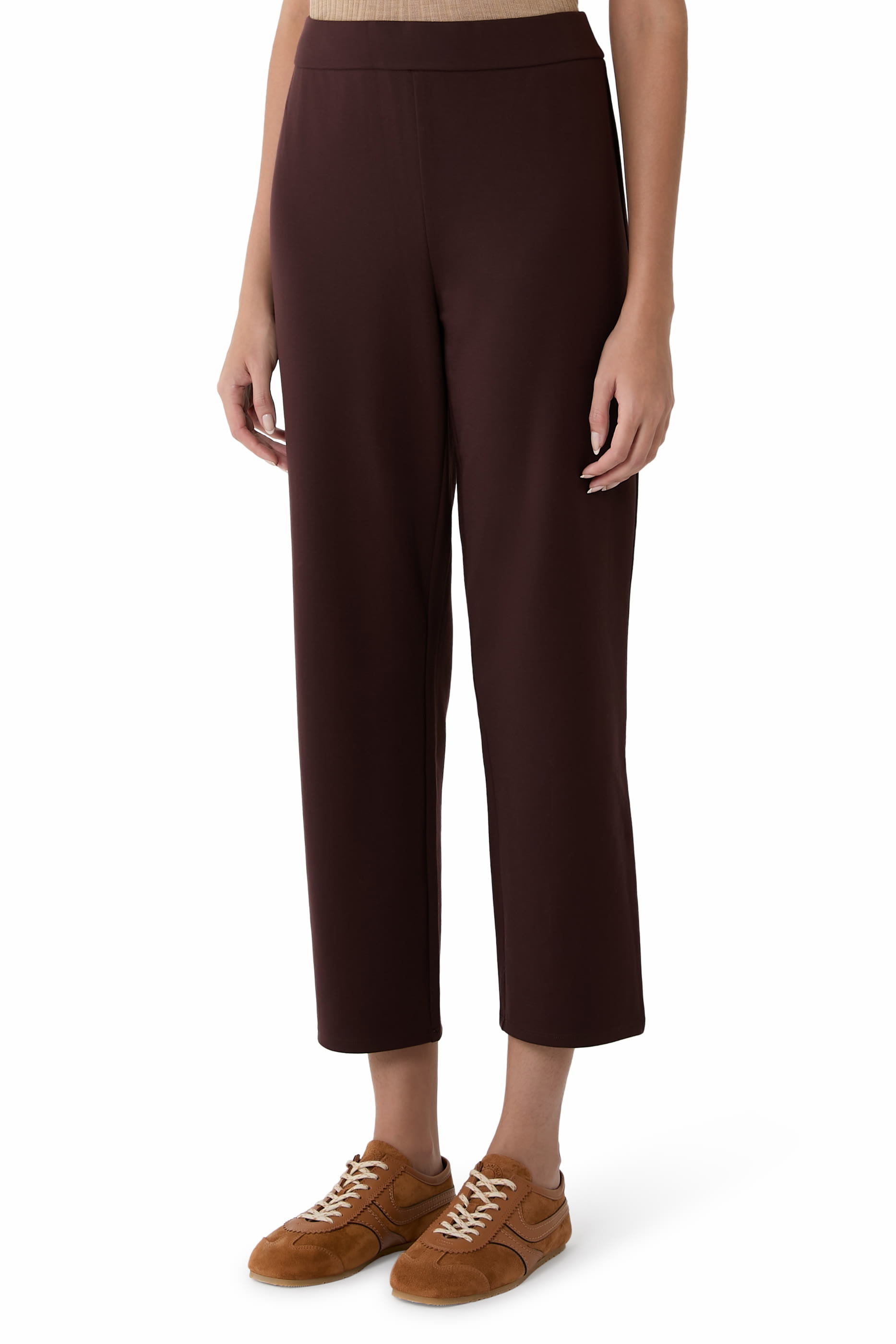 بنطال بونتي مطاطي بقصة مستقيمة قابل للتنظيف