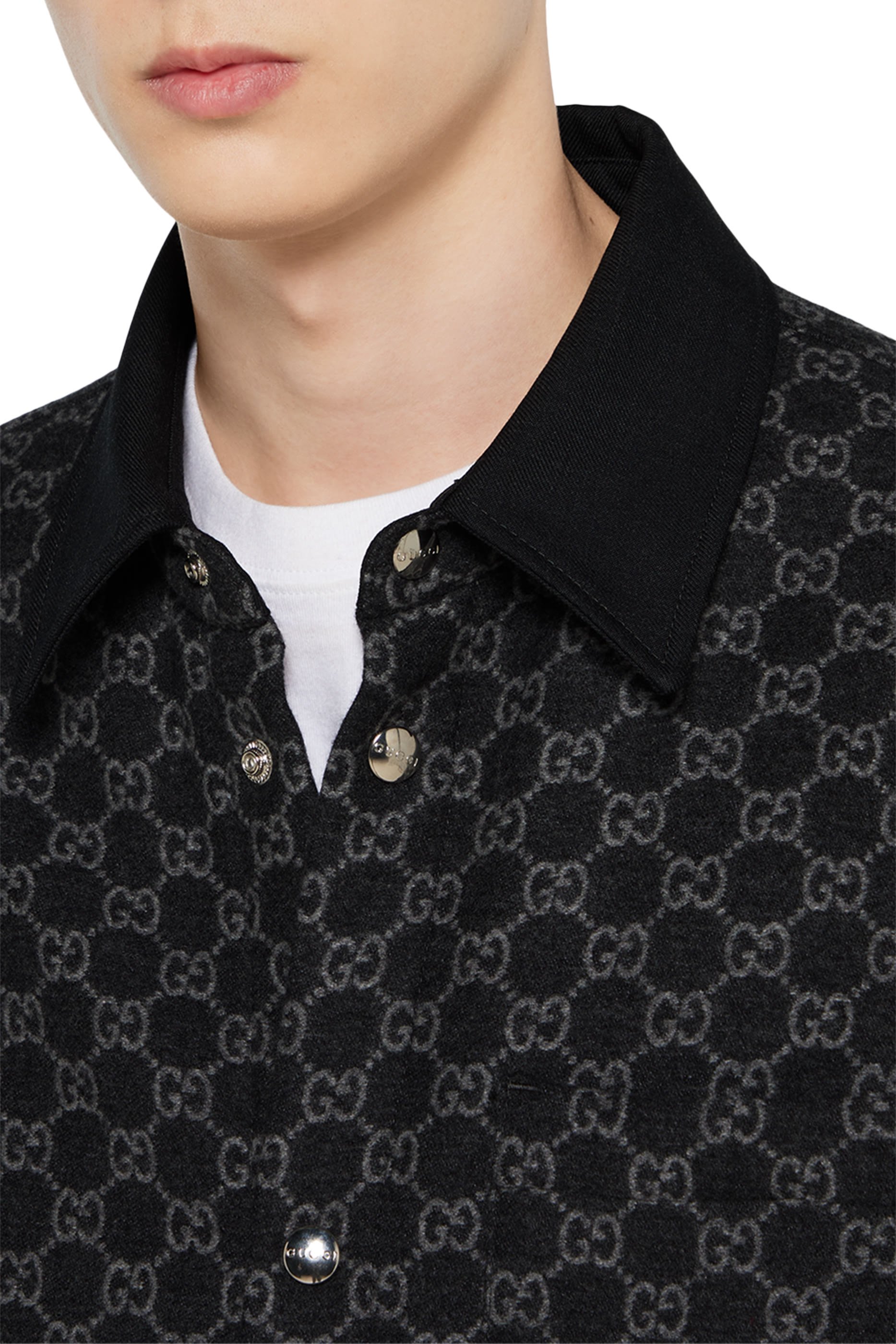 جاكيت بنقشة حرفي شعار الماركة فلانيل ناعم