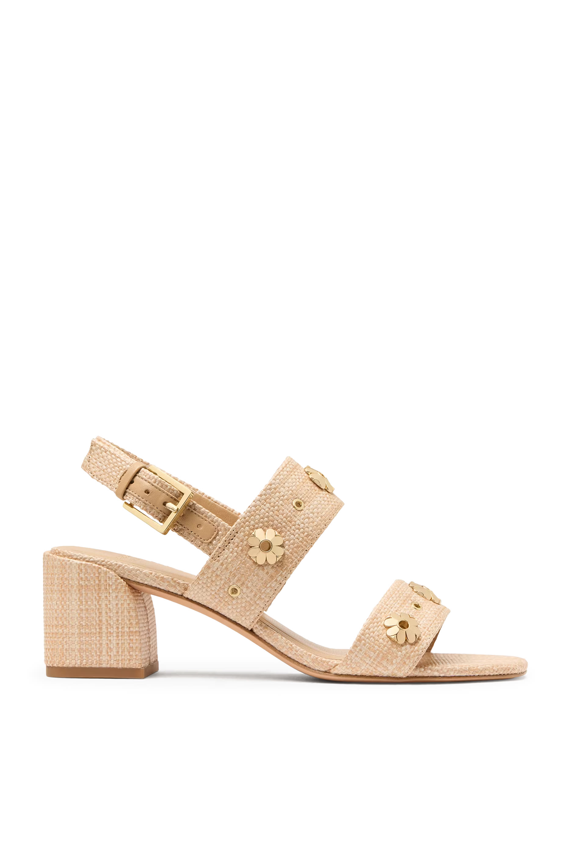 حذاء كلاسيك 55 بحلي على شكل زهور وكعب عريض