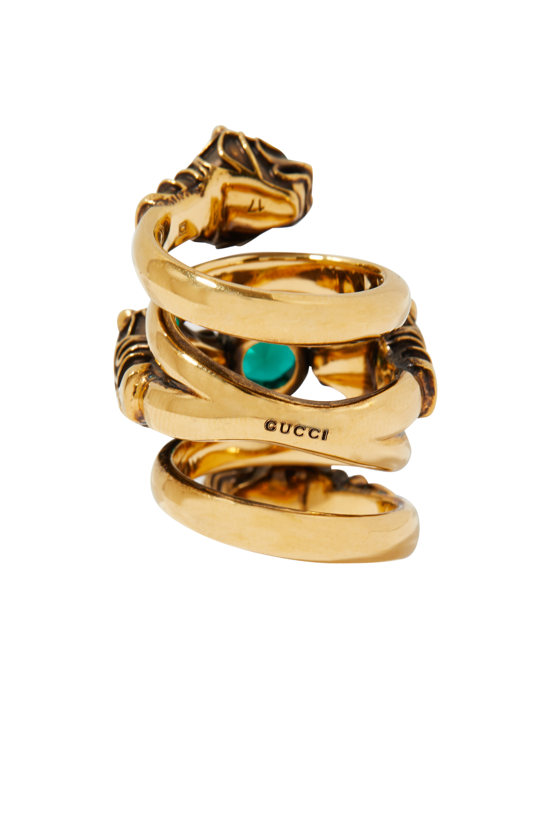 خاتم مزدوج بتصميم ملفوف ورأس نمر