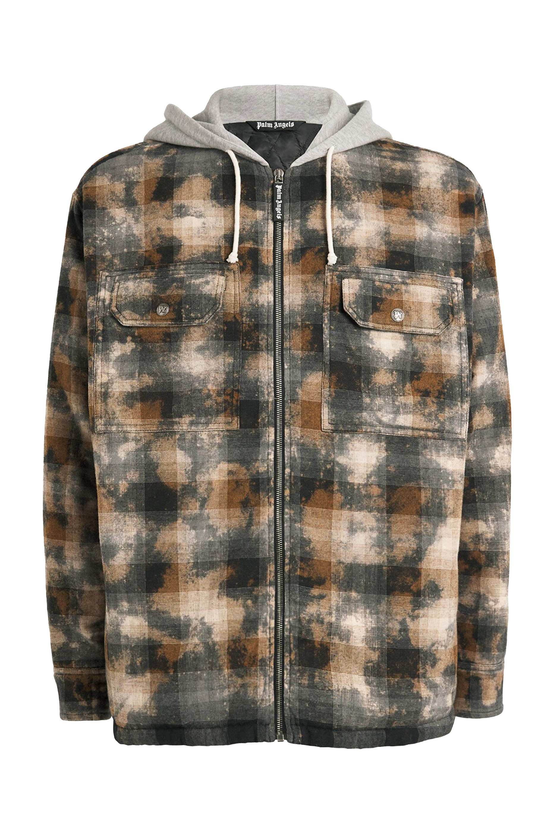 جاكيت بنمط قميص تشاك بشعار الماركة مقوس