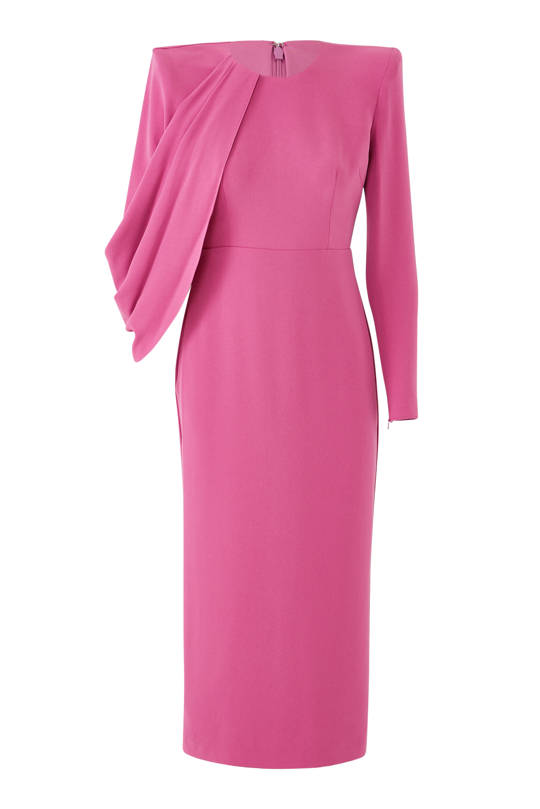 فستان متوسط الطول بتصميم غير متماثل كريب