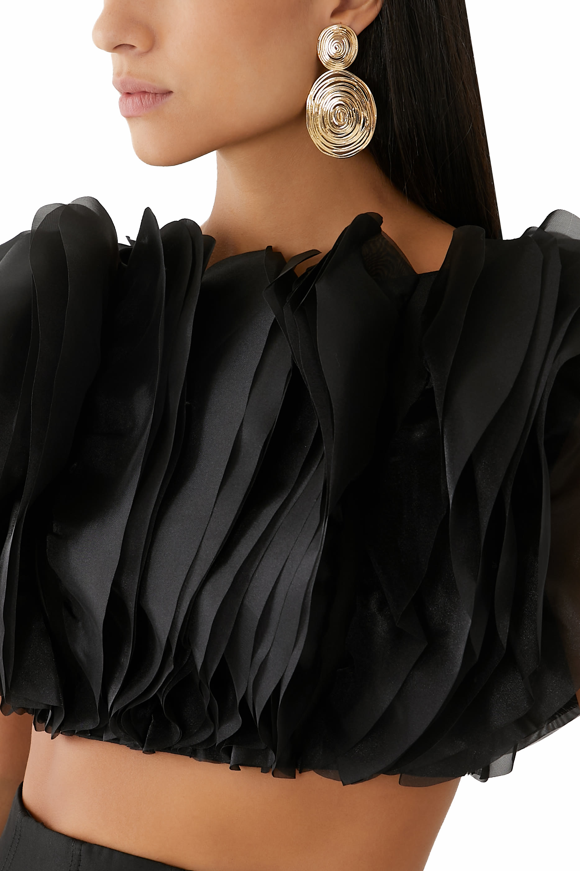 أقراط بتصميم متموج، نحاس مطلي بالذهب