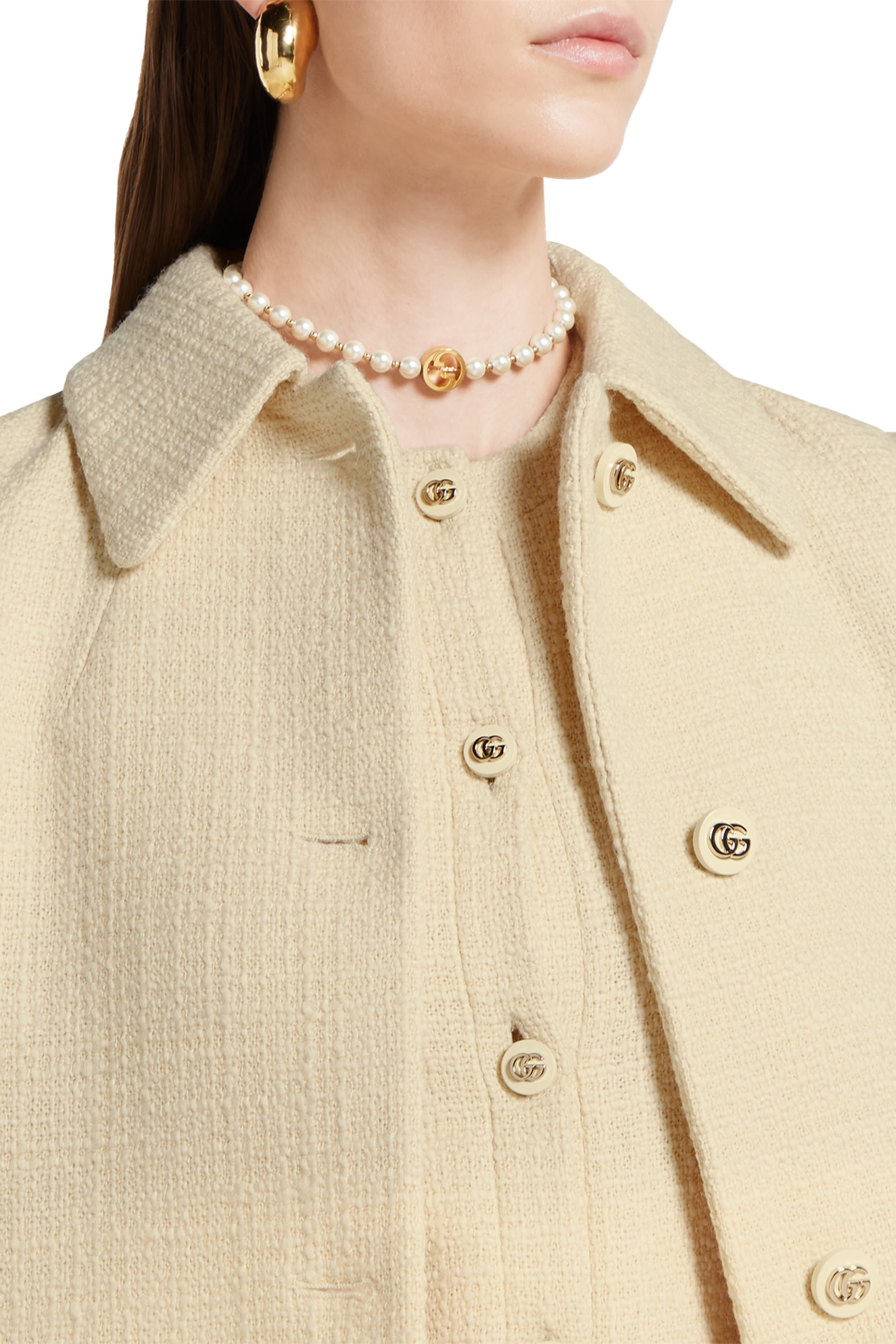 معطف صوف تويد بارز الملمس