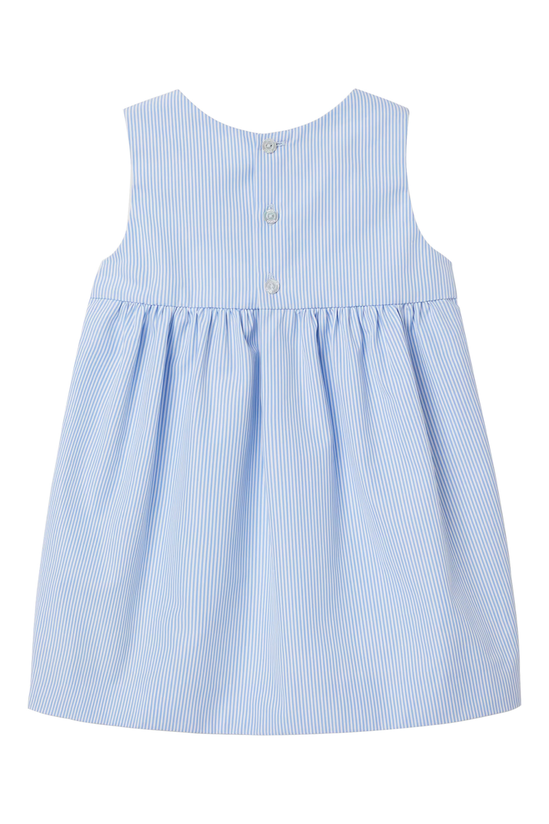 فستان بتطريزات شعار الماركة قطن بوبلين للأطفال