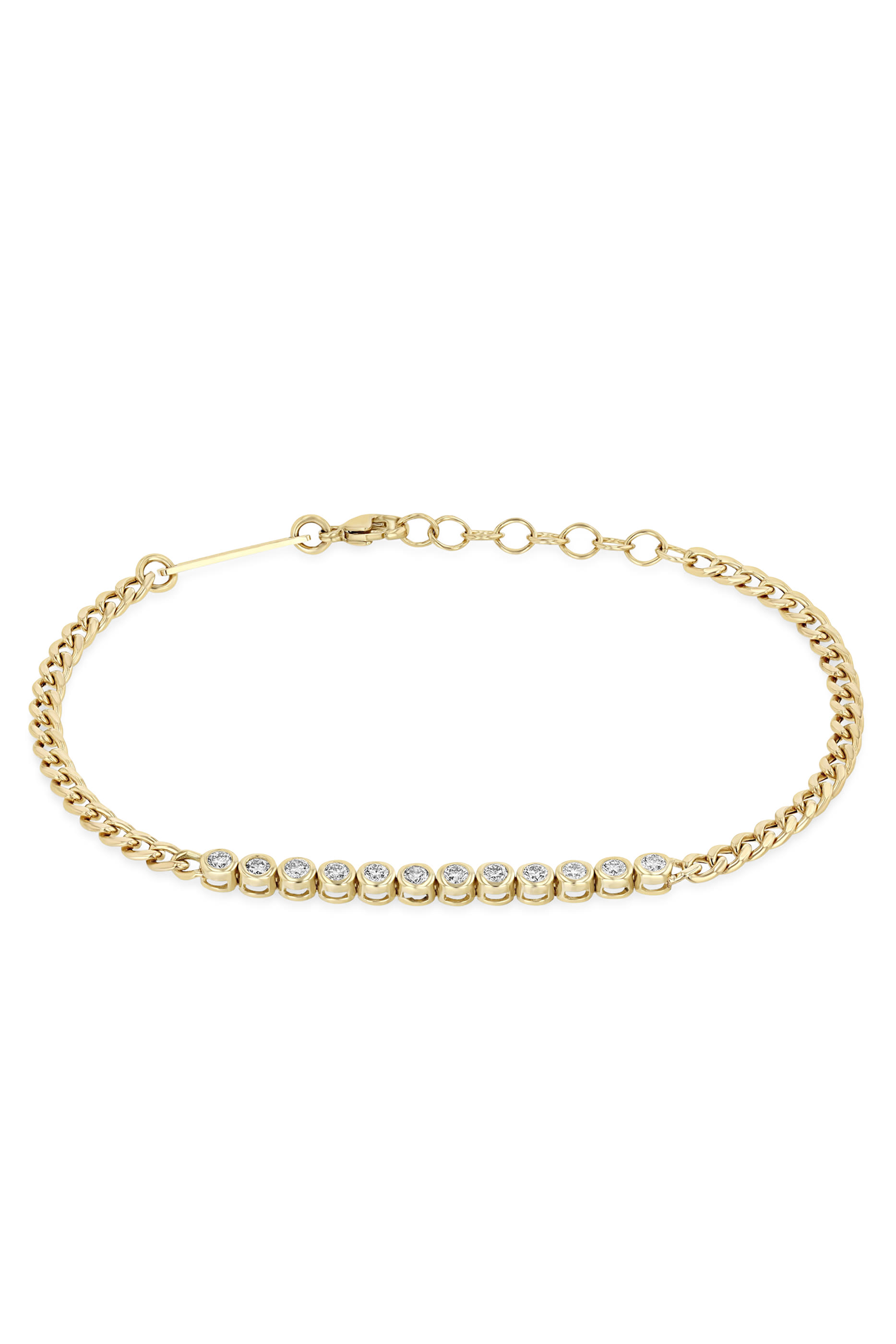 سوار تنس بسلسلة بحلقات سميكة وجزء مرصع بالماس، ذهب أصفر عيار 14