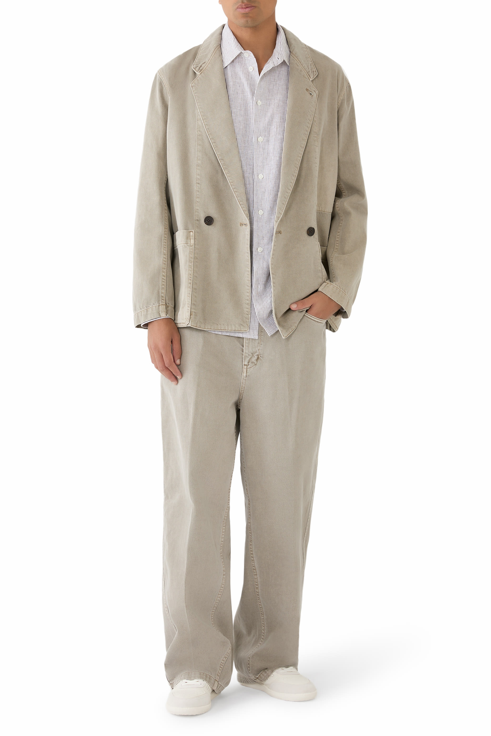 بنطال جينز جاي 80 فضفاض بحياكة ملفوفة