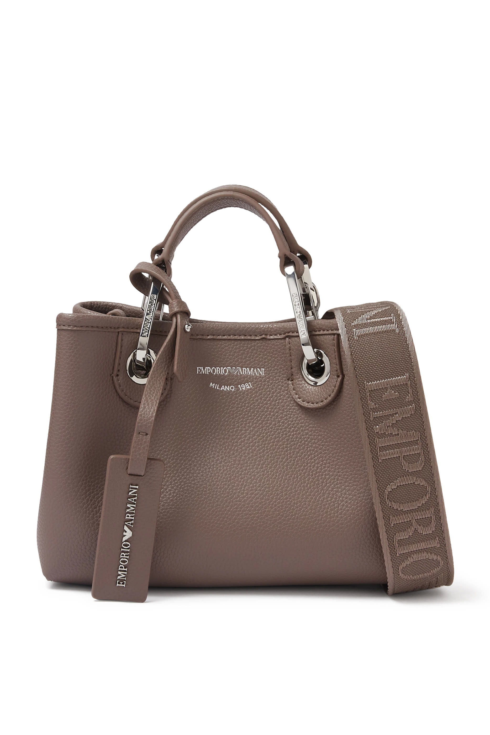 حقيبة يد صغيرة بنقشة شعار الماركة