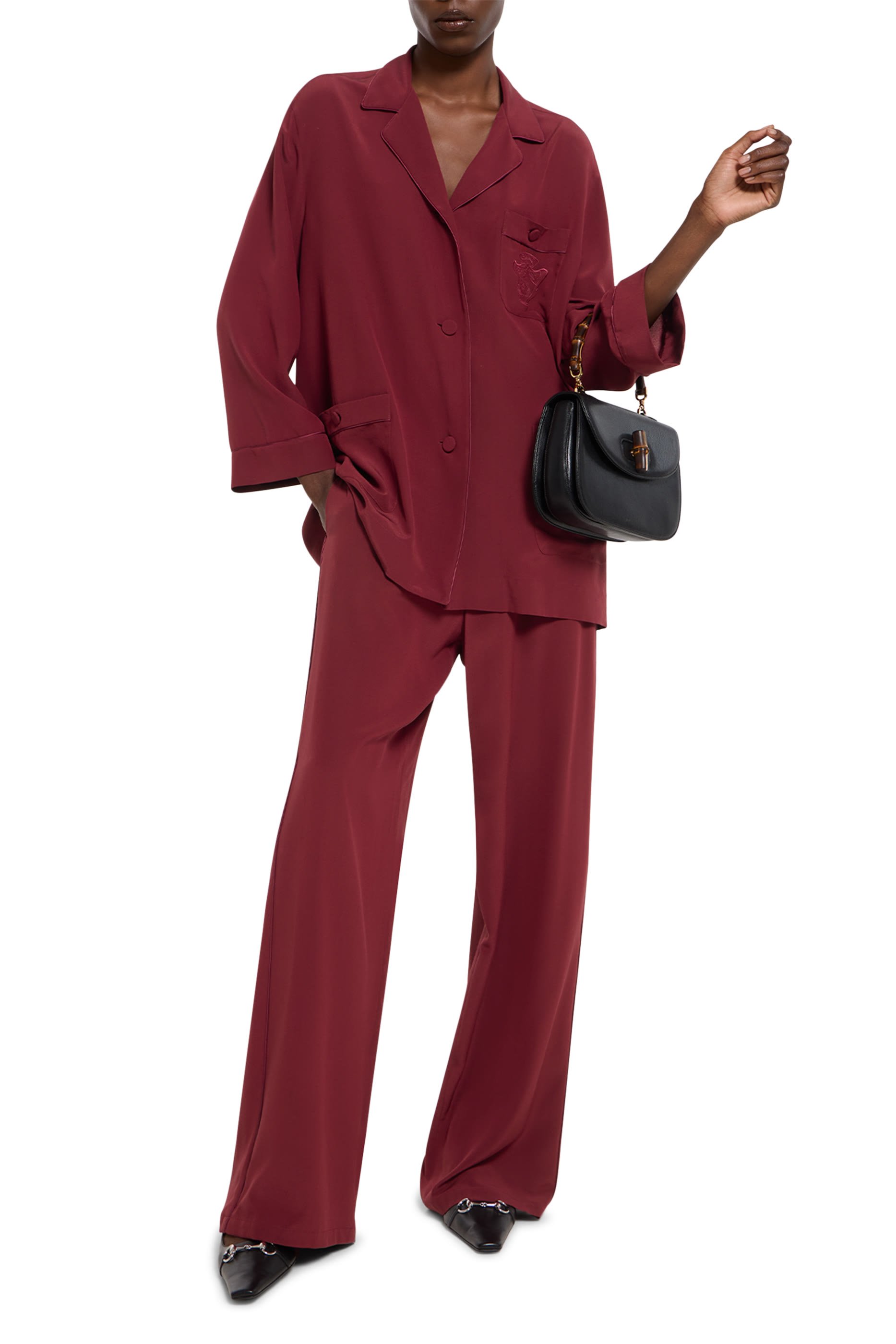 بنطال كريب دو شين وحرير