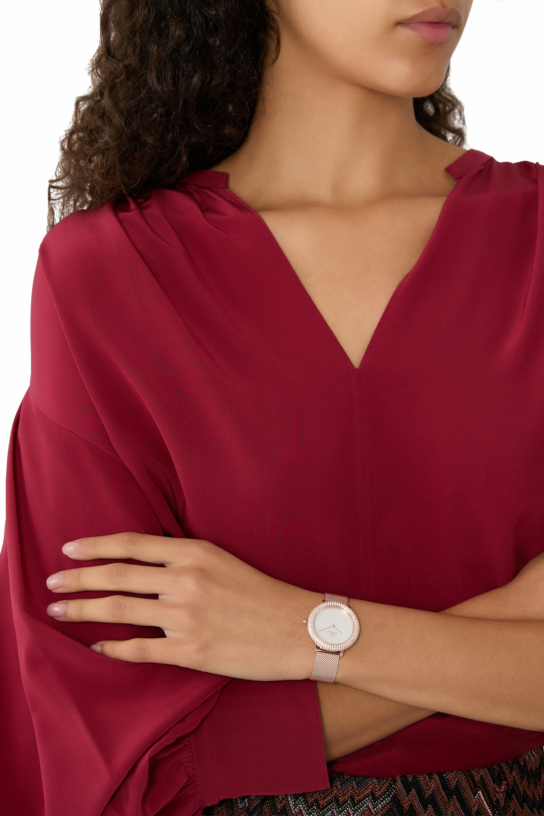 ساعة بقرص مرصع بكريستال، ستانلس ستيل