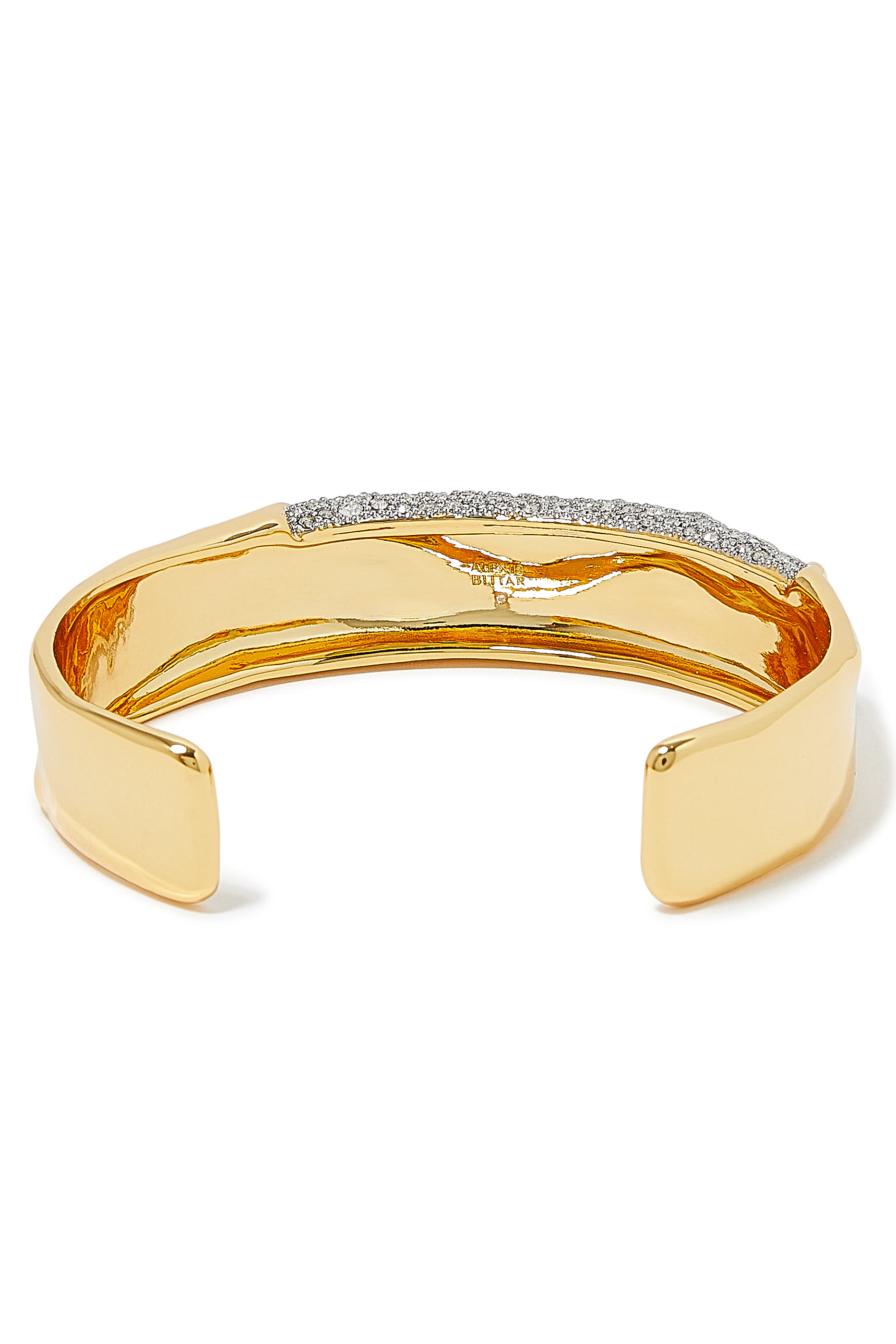 سوار سولاناليس مفتوح مرصع بكريستال، نحاس مطلي عيار 14