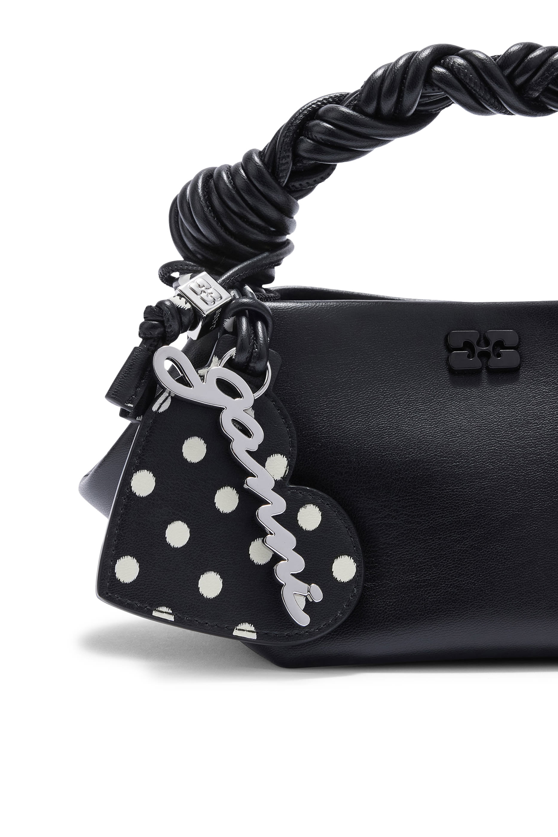 حلية حقيبة بتصميم مرآة قلب بنقشة نقاط