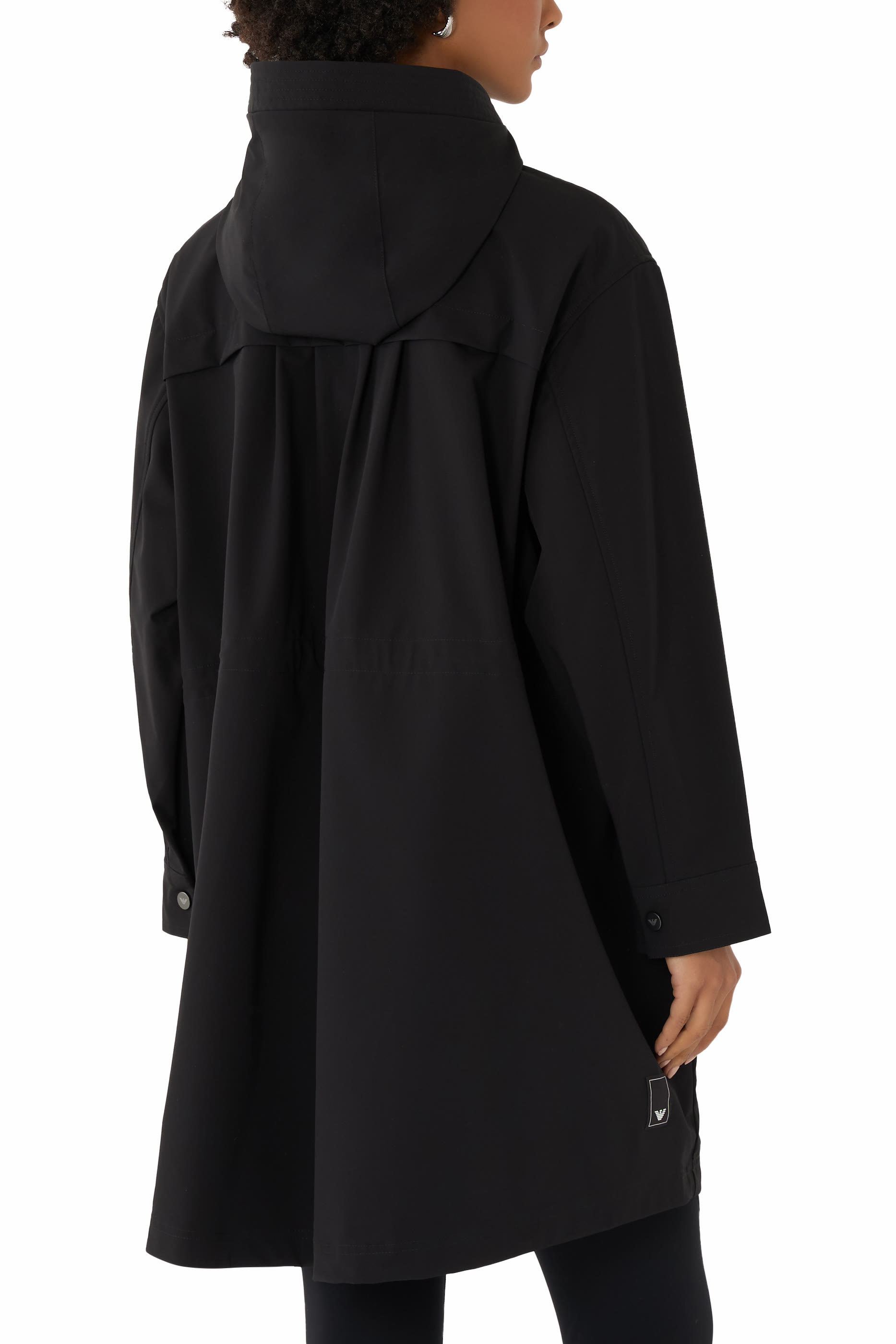 جاكيت طويل بسحاب وغطاء للرأس