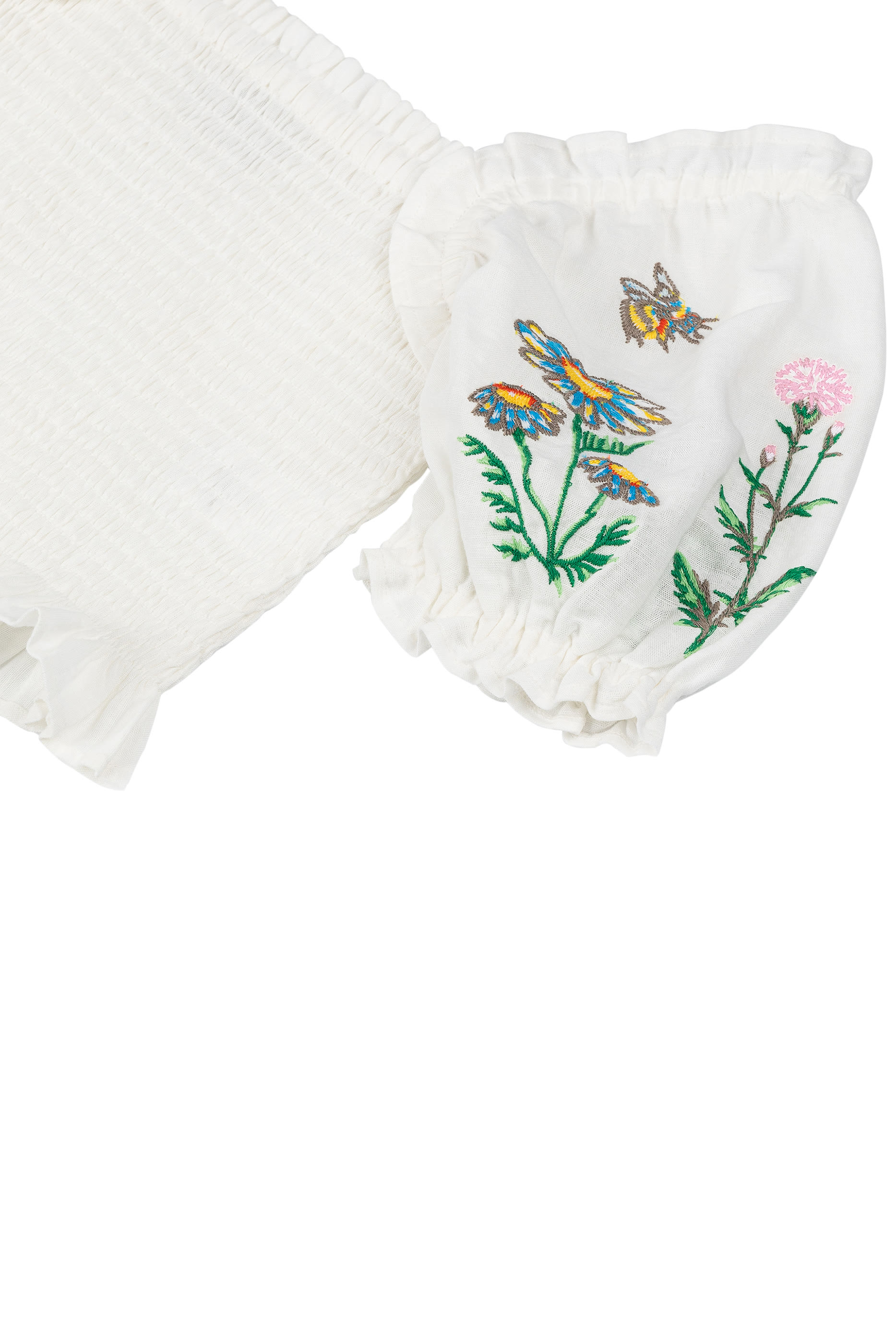 بلوزة بأكمام قصيرة وتطريز أزهار للطفال