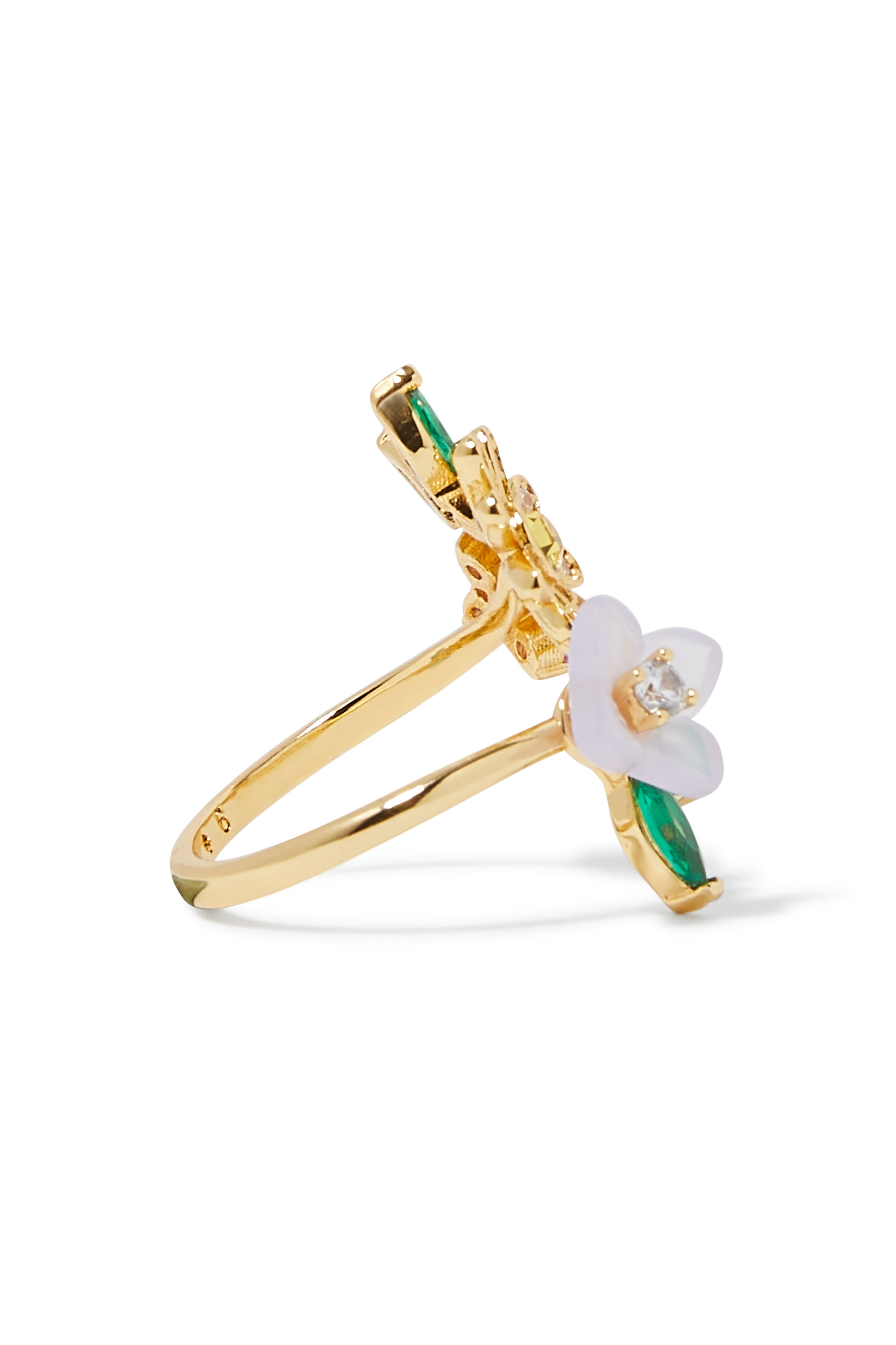 خاتم برستنج بلومز بتصميم ملفوف مرصع بأحجار زركونيا مكعبة وأحجار زجاجية رتينج ونحاس