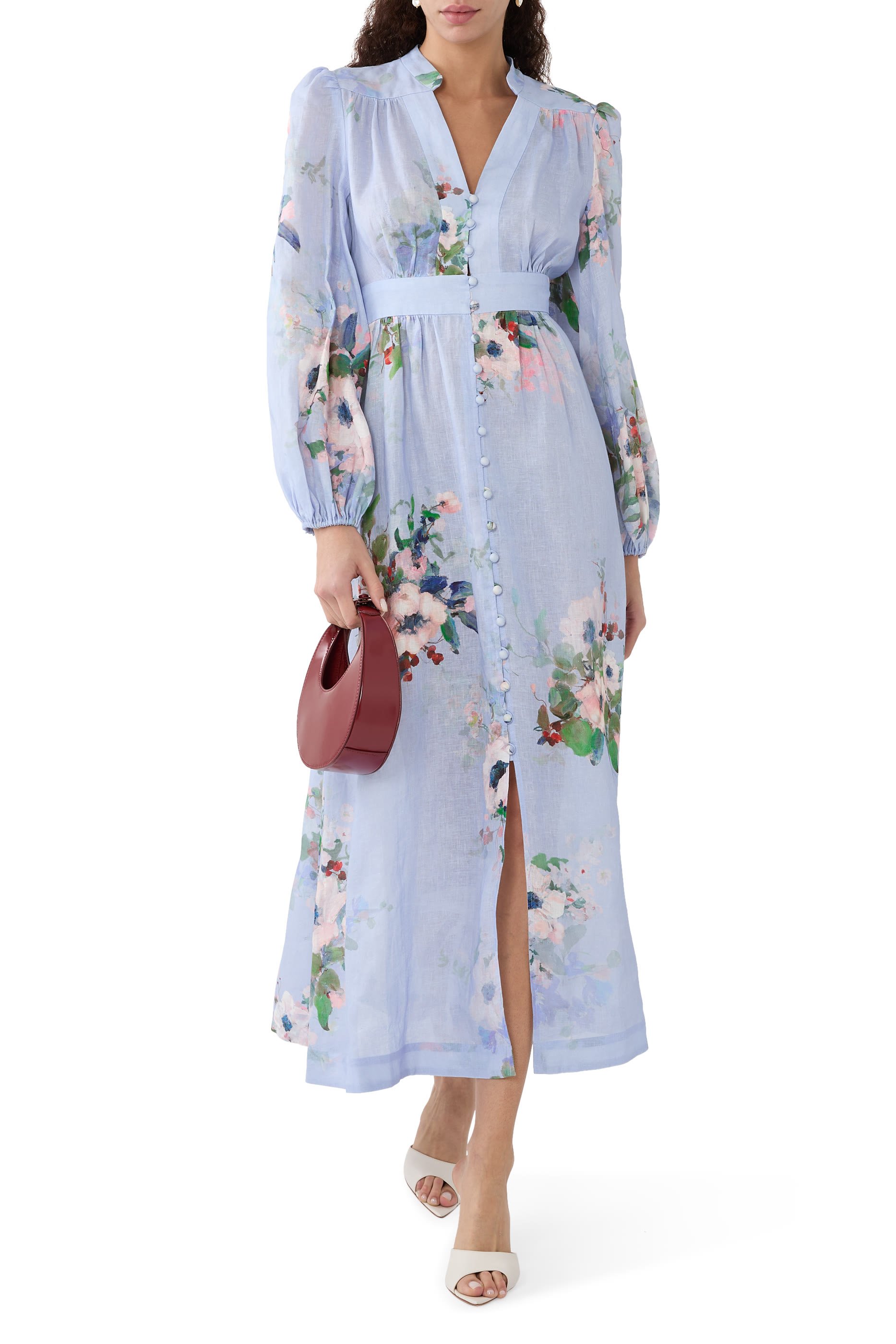 فستان إيفرلي متوسط الطول بزهور