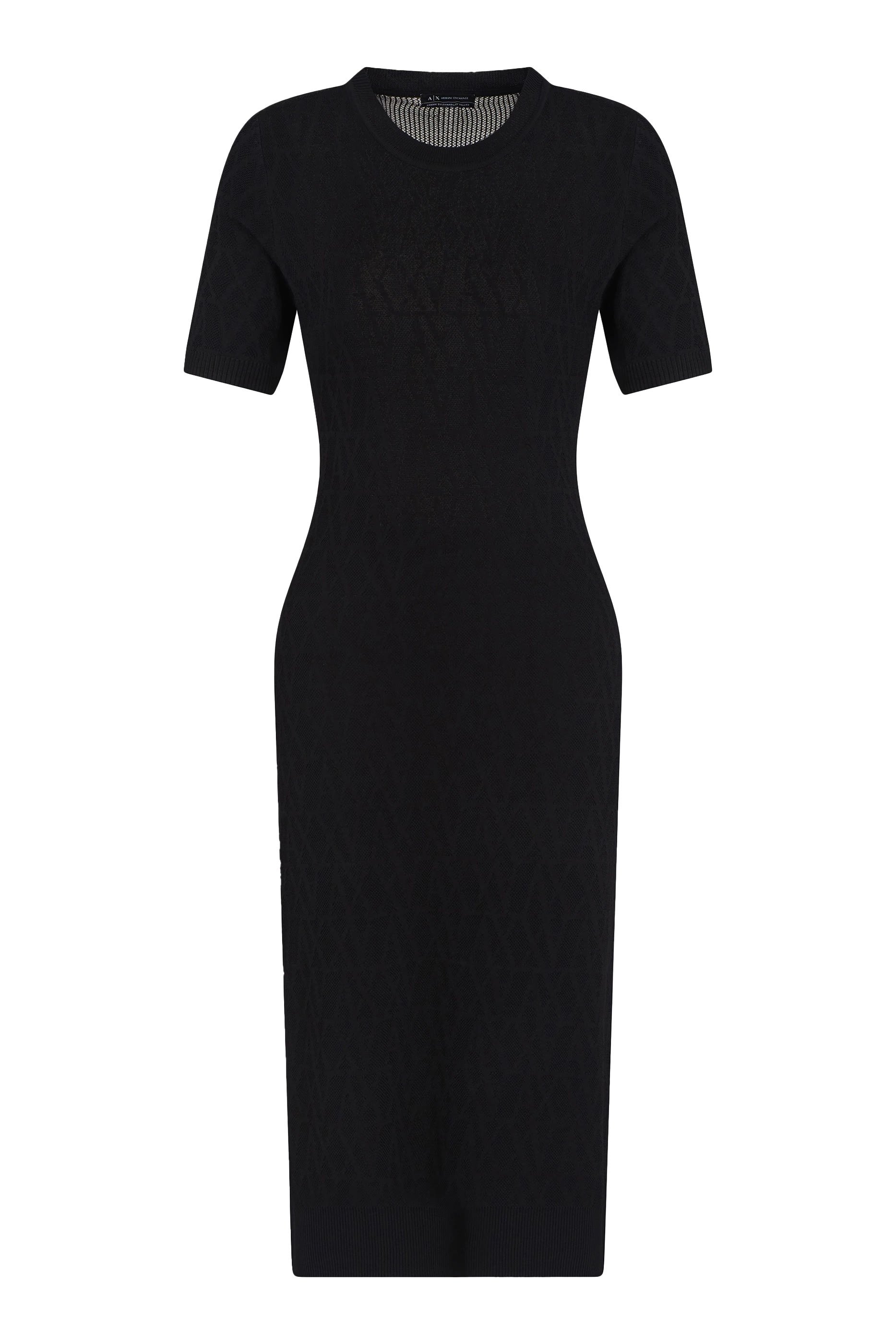 فستان طويل مزين بشعار الماركة بالكامل