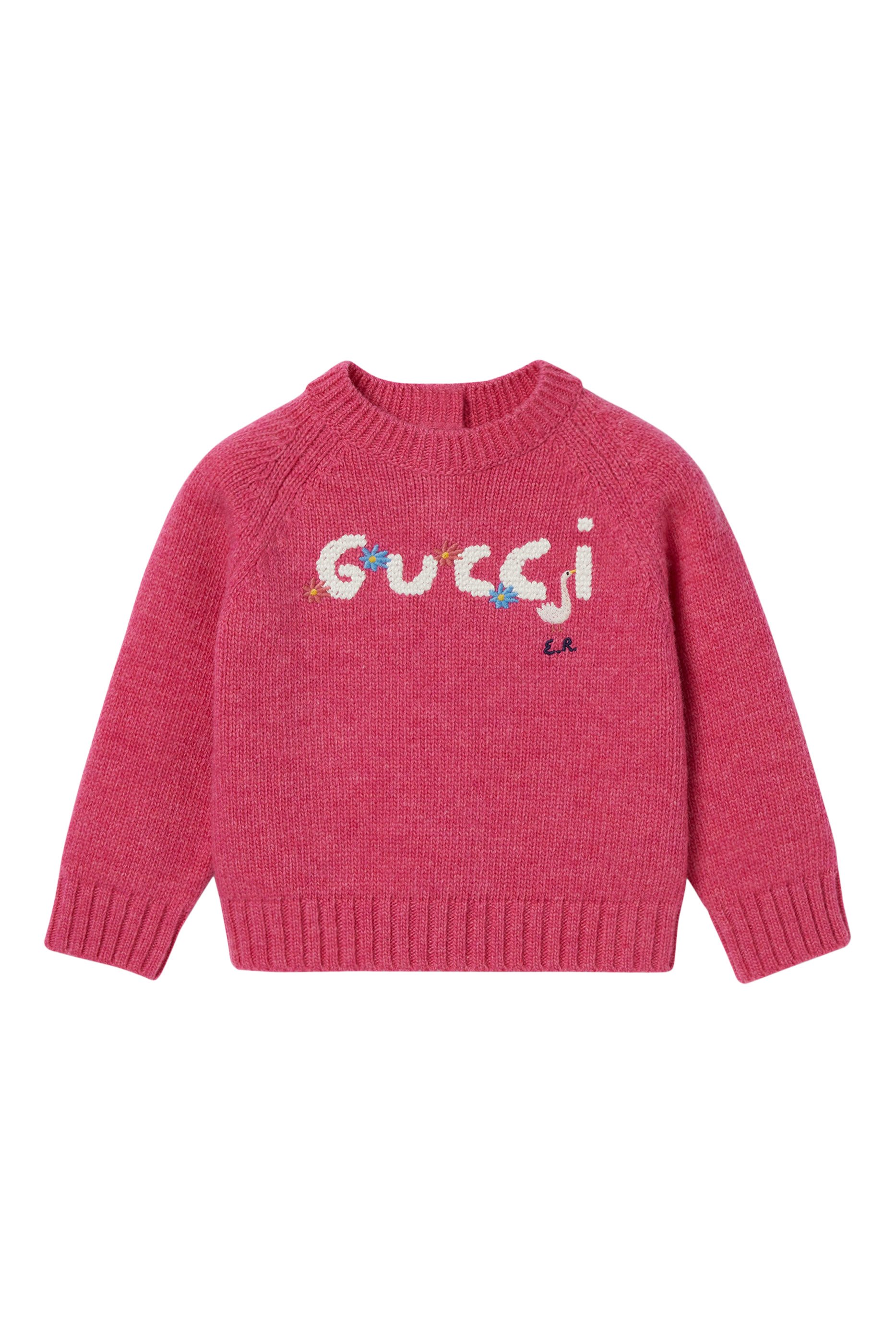 كنزة مطرزة بشعار الماركة صوف للأطفال