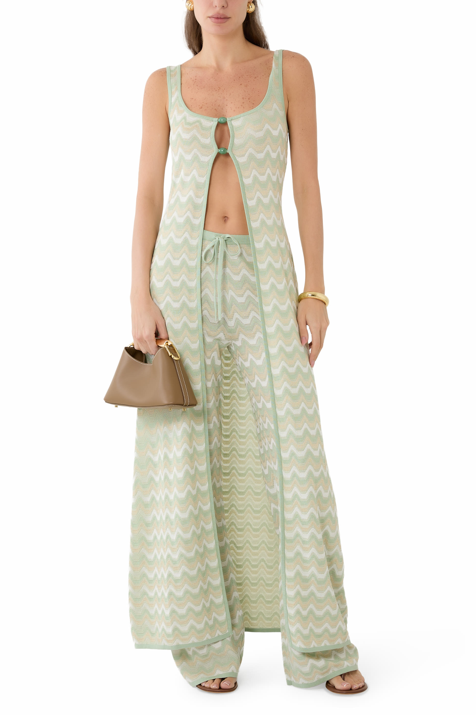 بنطال فلورا بنقشة خطوط شيفرون