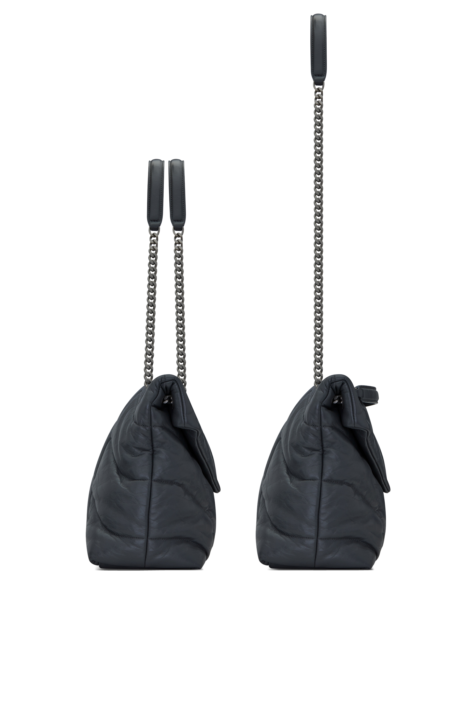 حقيبة لولو متوسطة الحجم جلد مجعد غير لامع بتصميم مبطن منفوخ