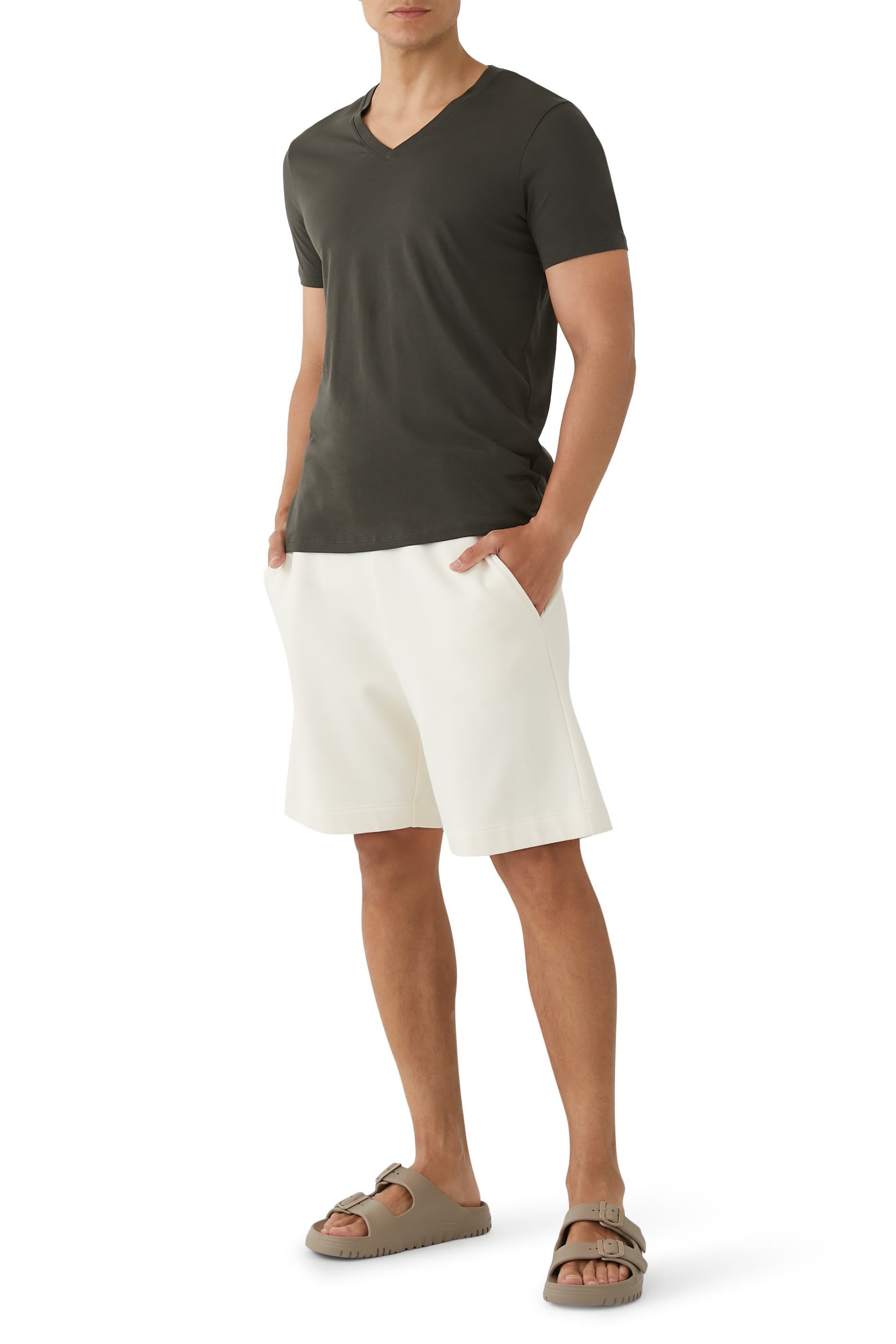 تيشيرت بياقة على شكل حرف V قطن بيما