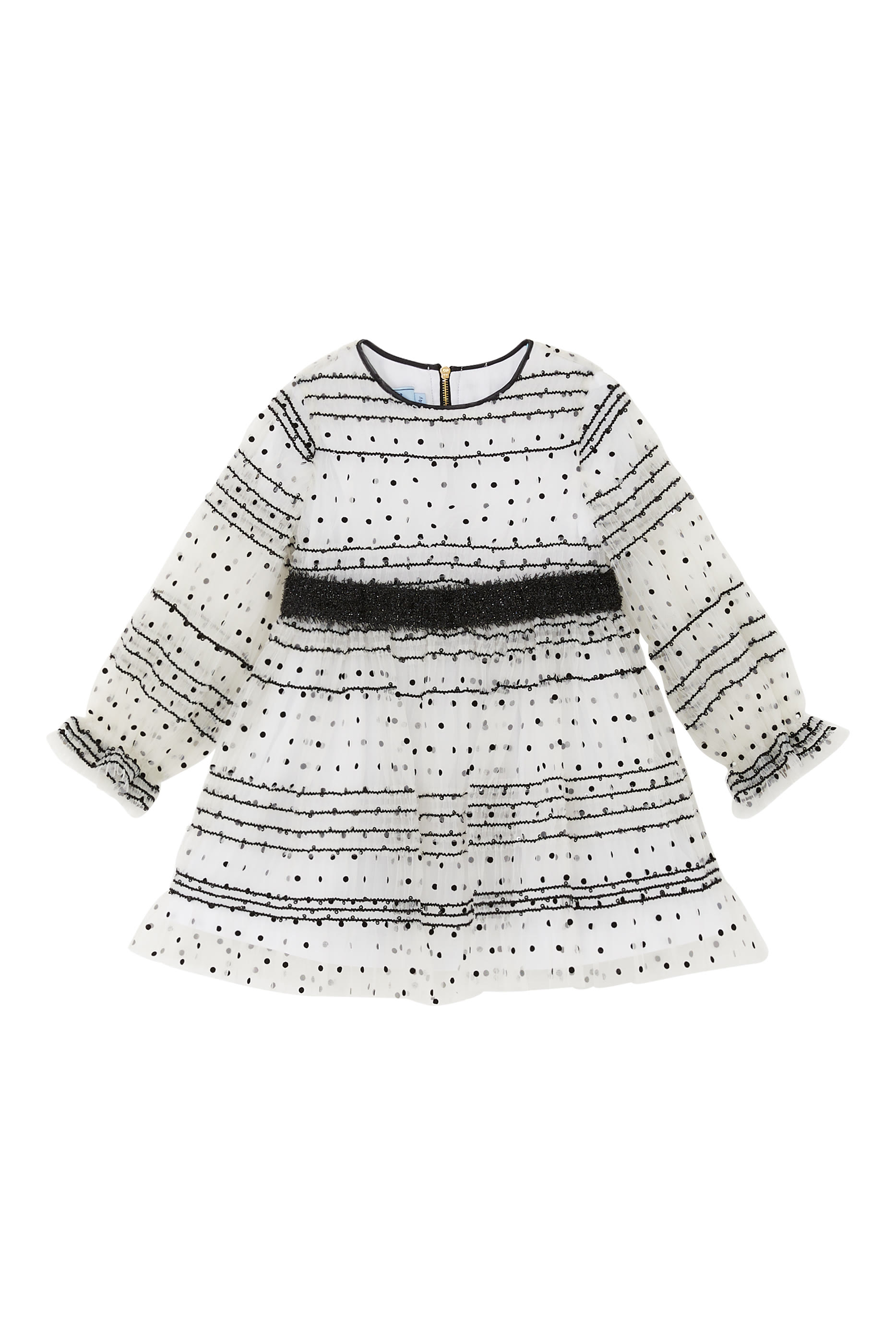 فستان تول مخطط بنقشة نقاط للأطفال