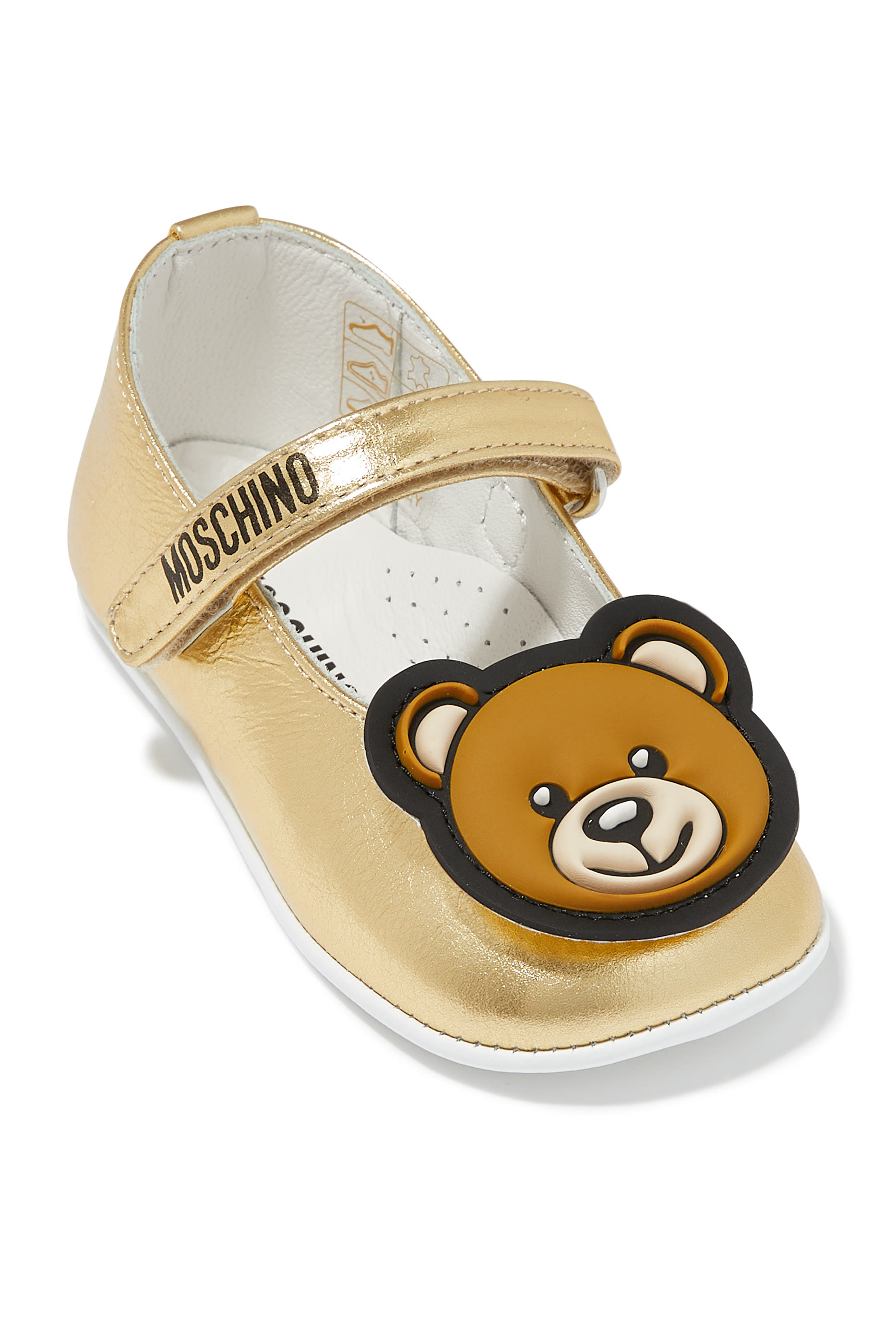 حذاء باليرينا برقعة الدب تيدي جلد للأطفال