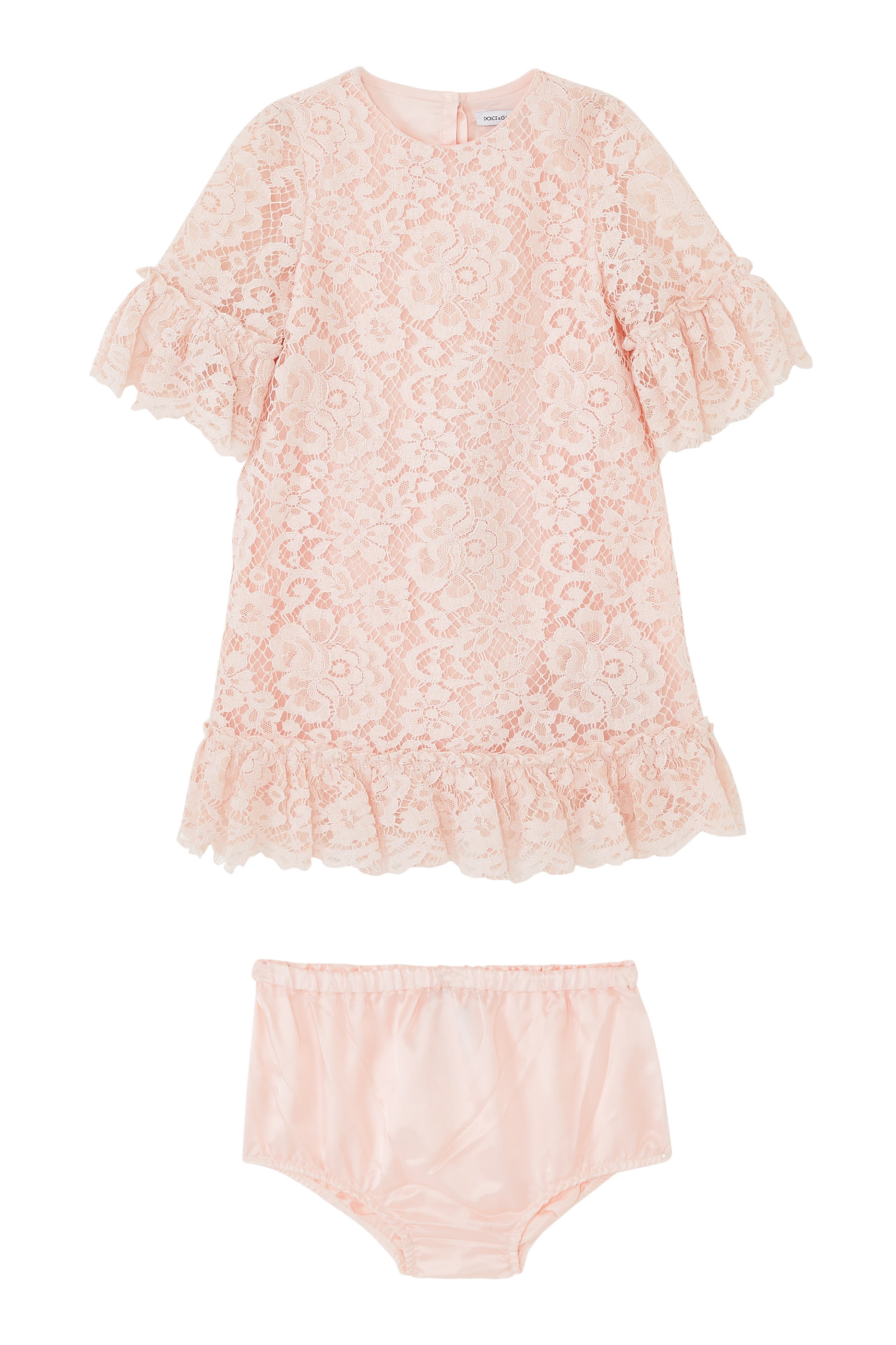 فستان متوسط الطول بطبقة دانتيل للأطفال