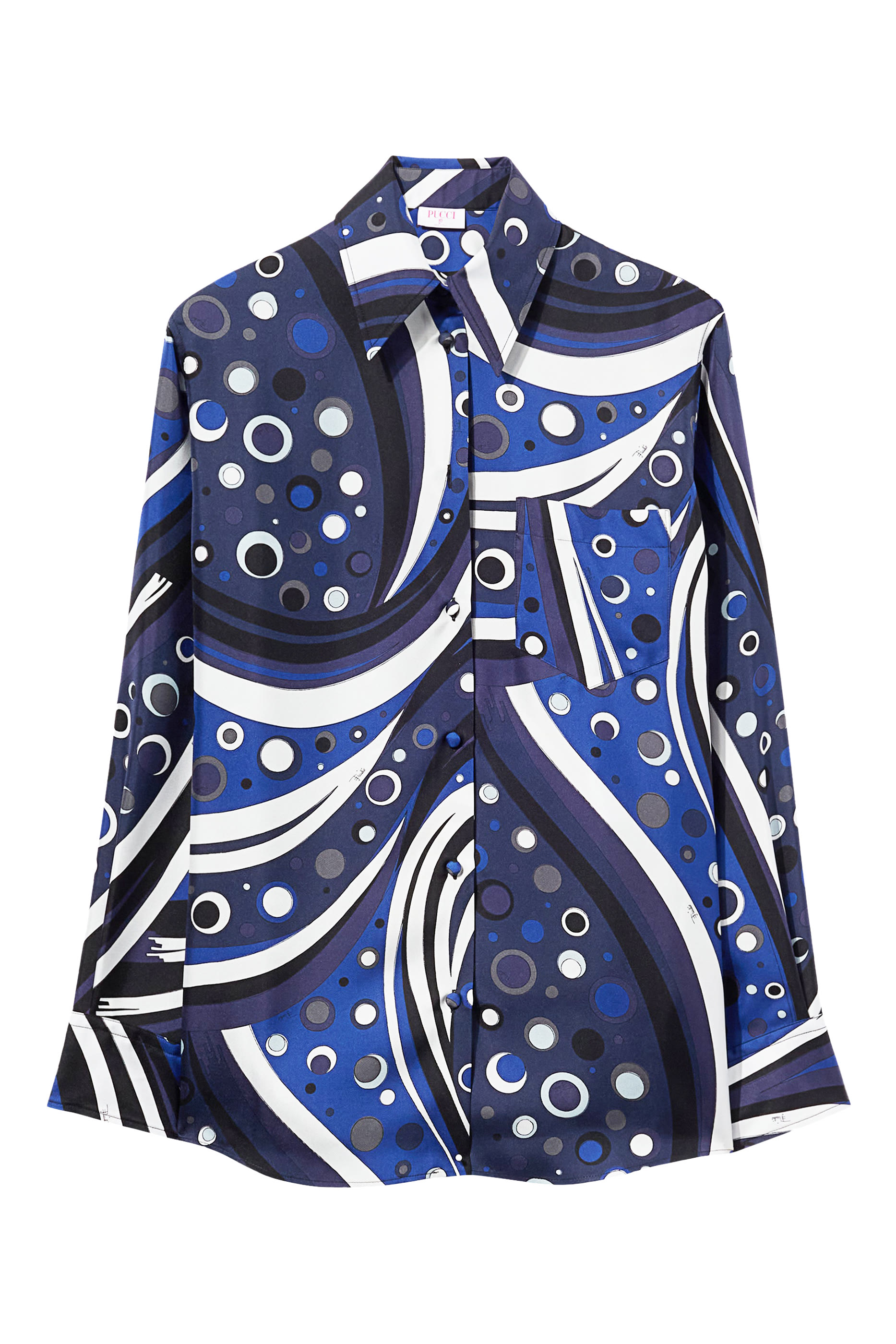 قميص بطبعة فونتان حرير تويل