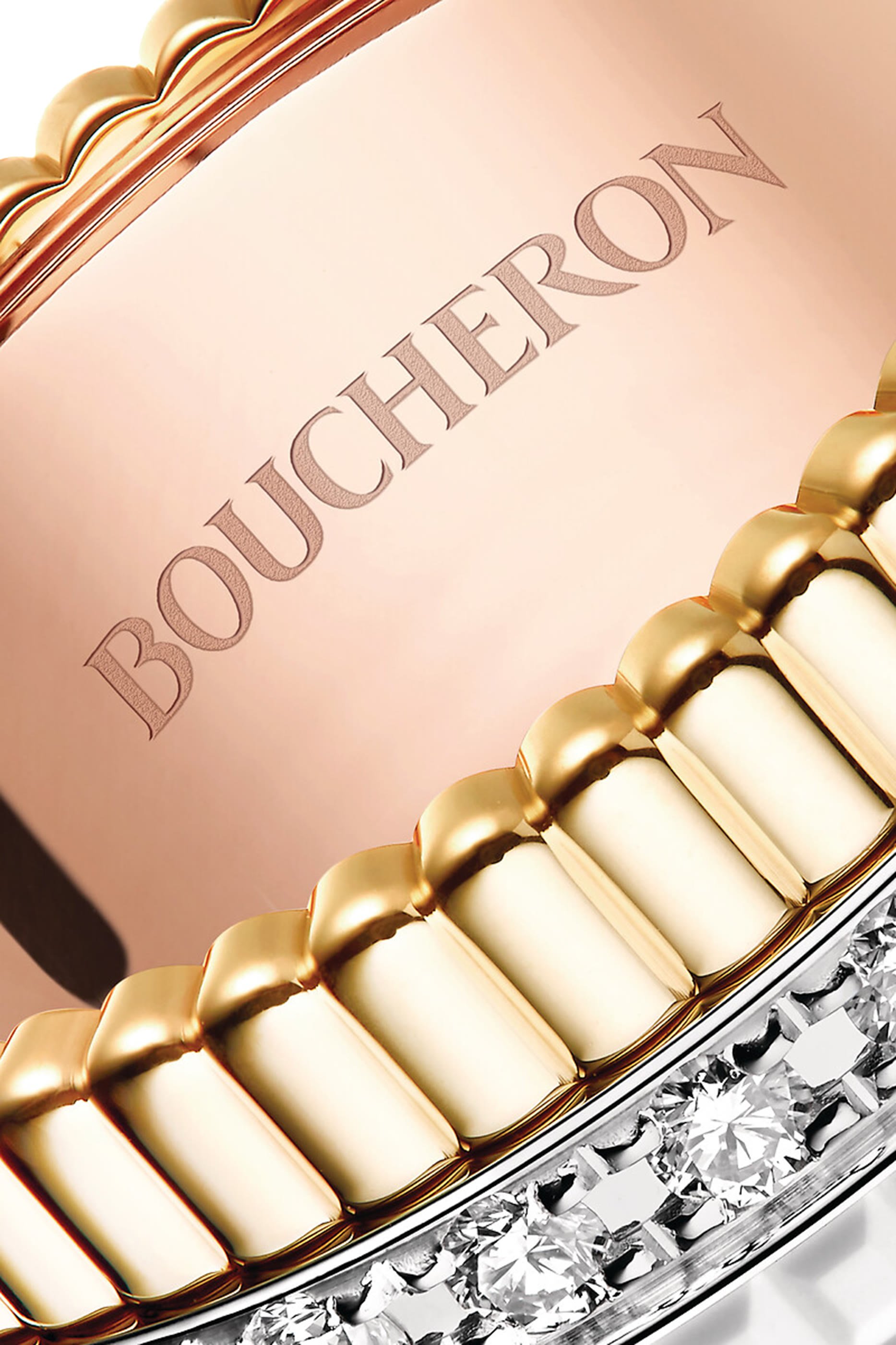 خاتم كاتر إصدار وايت مرصع بالماس مقاس L، ذهب مختلط عيار 18