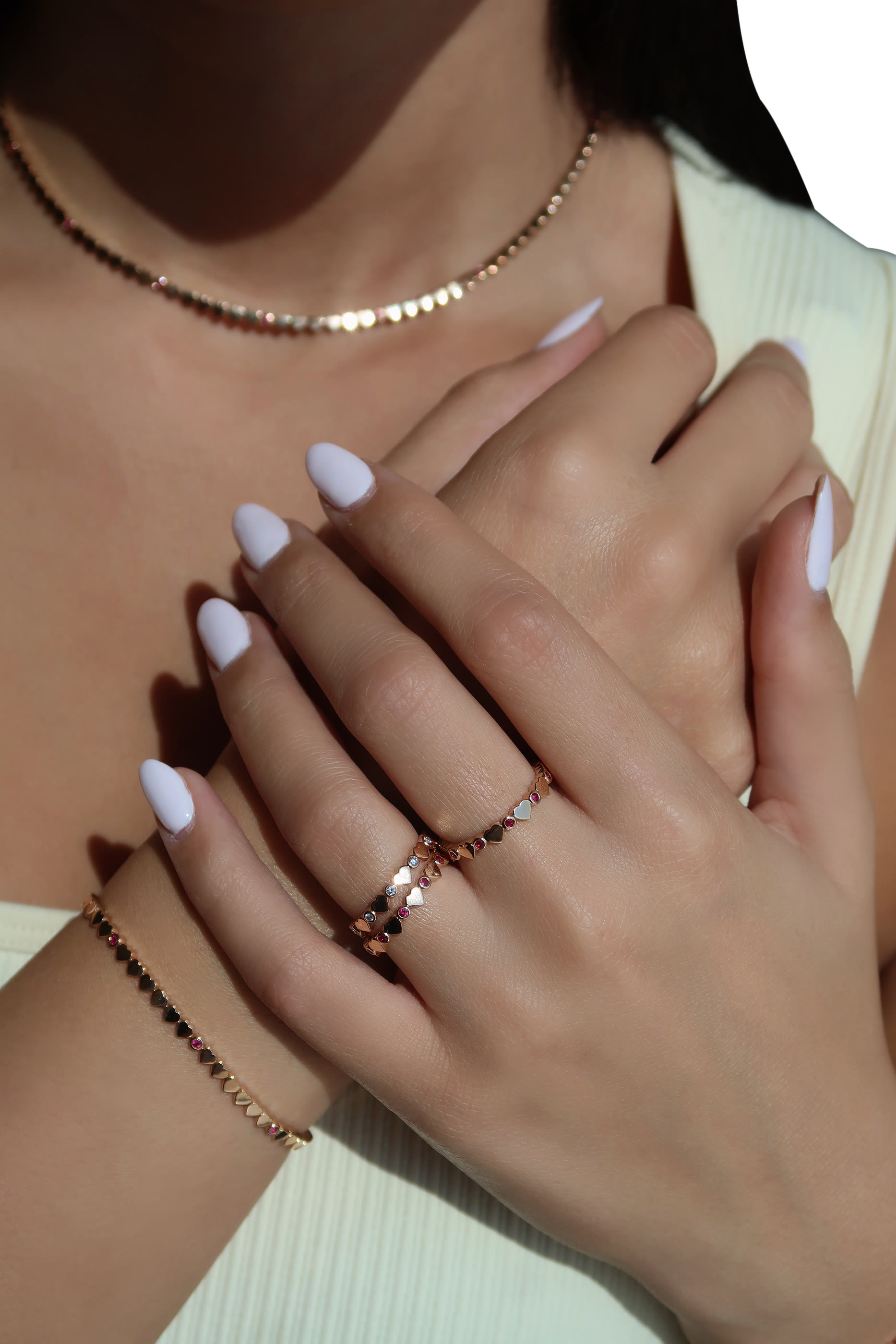 خاتم لوف ان طوكيو مرصع بالماس ذهب وردي عيار 18