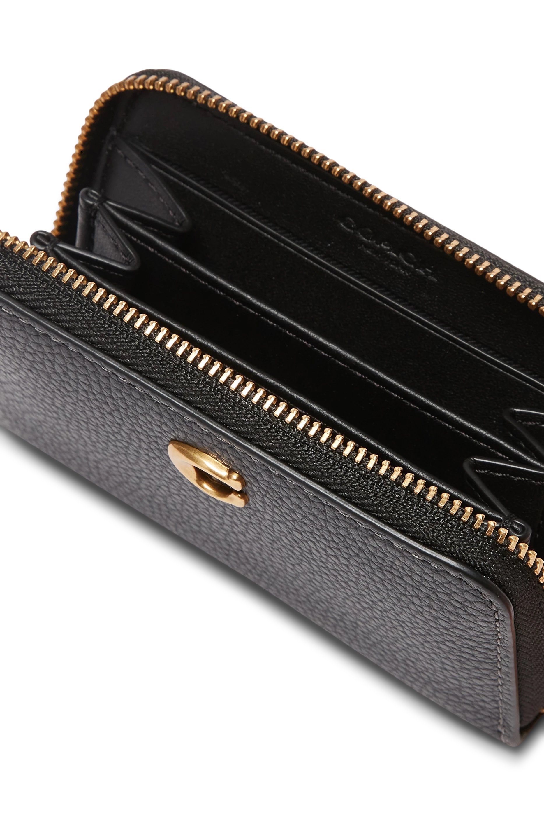 حافظة بطاقات جلد مصقول بارز الملمس