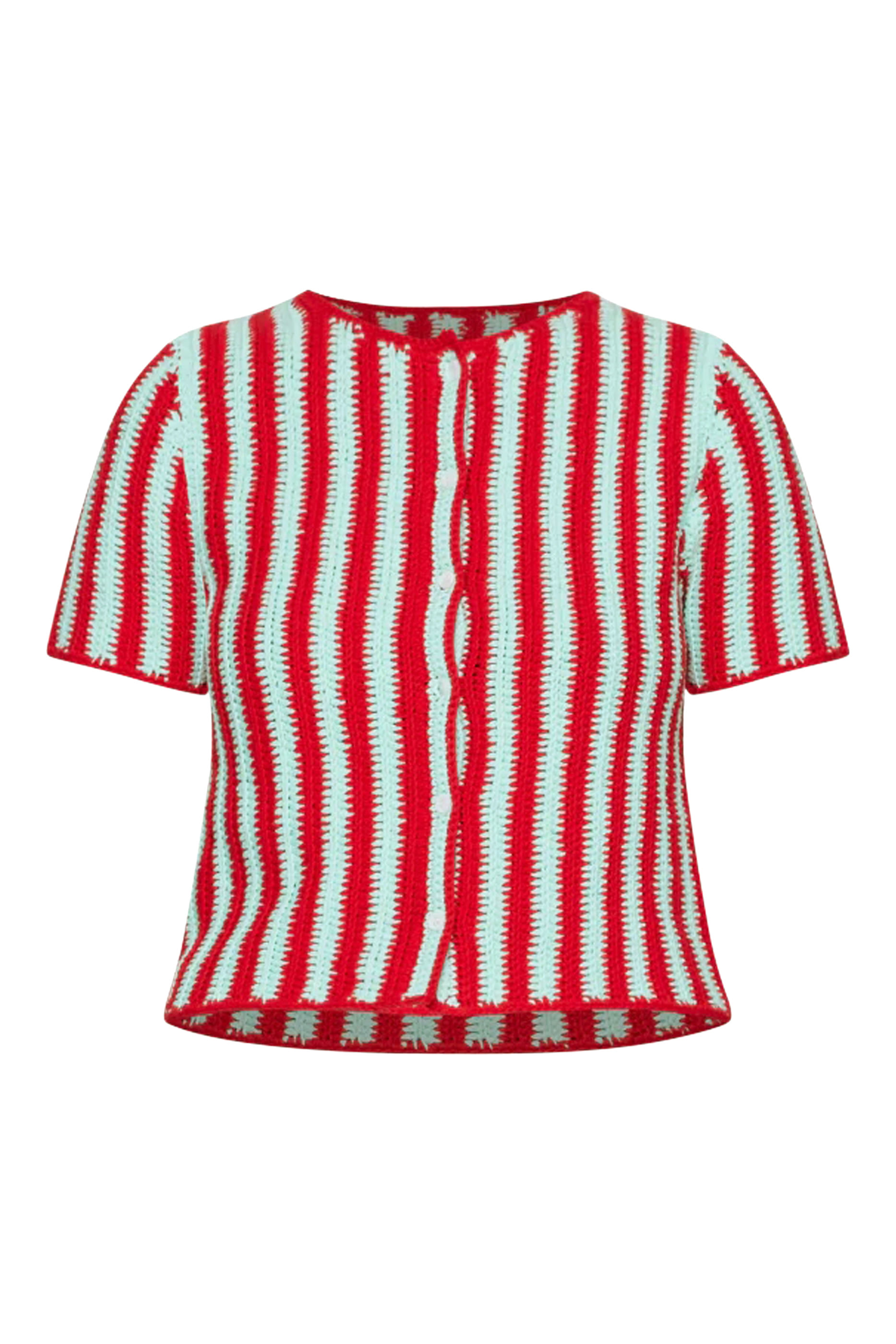 قميص بنقشة خطوط متعرجة كروشيه