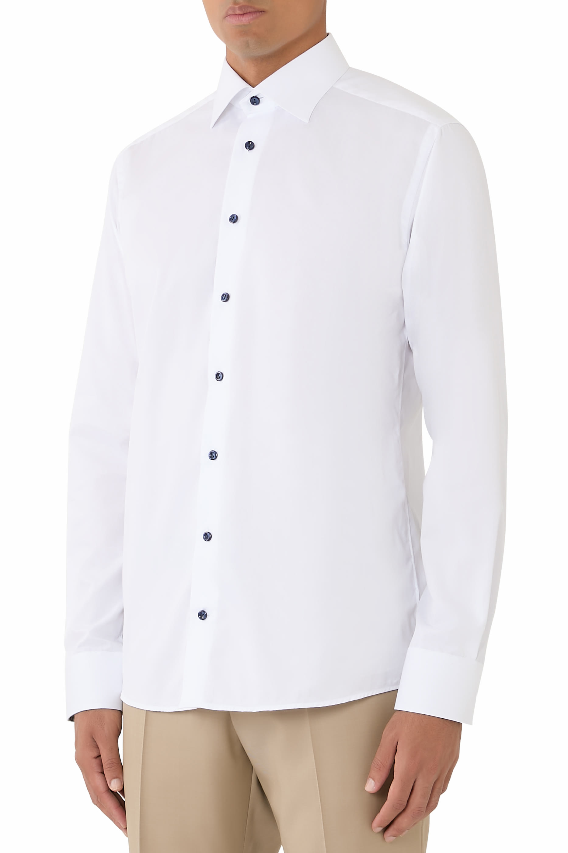 قميص بنقشة هندسية تويل مميز للماركة 