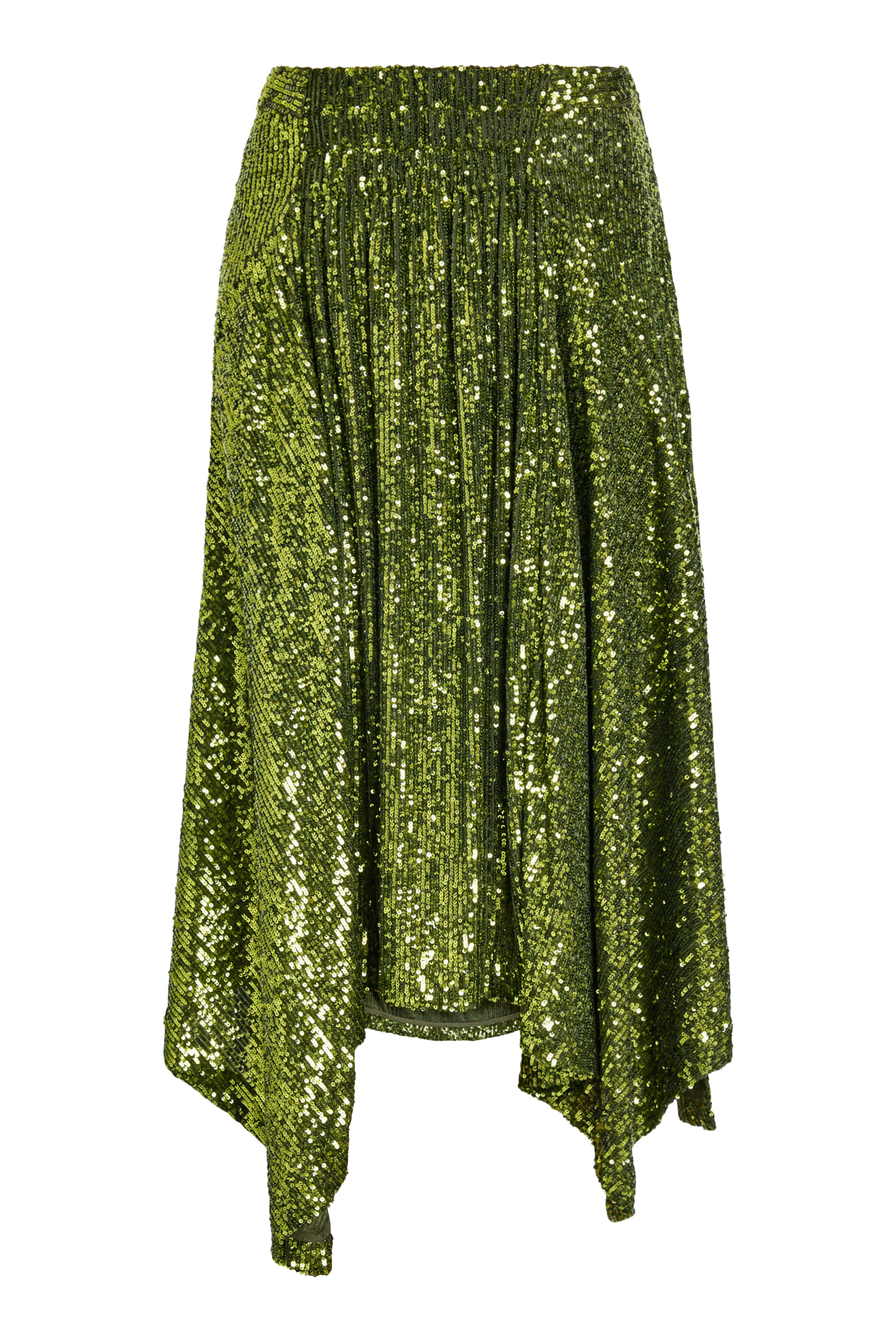 تنورة متوسطة الطول بتصميم غير متماثل مزينة بترتر