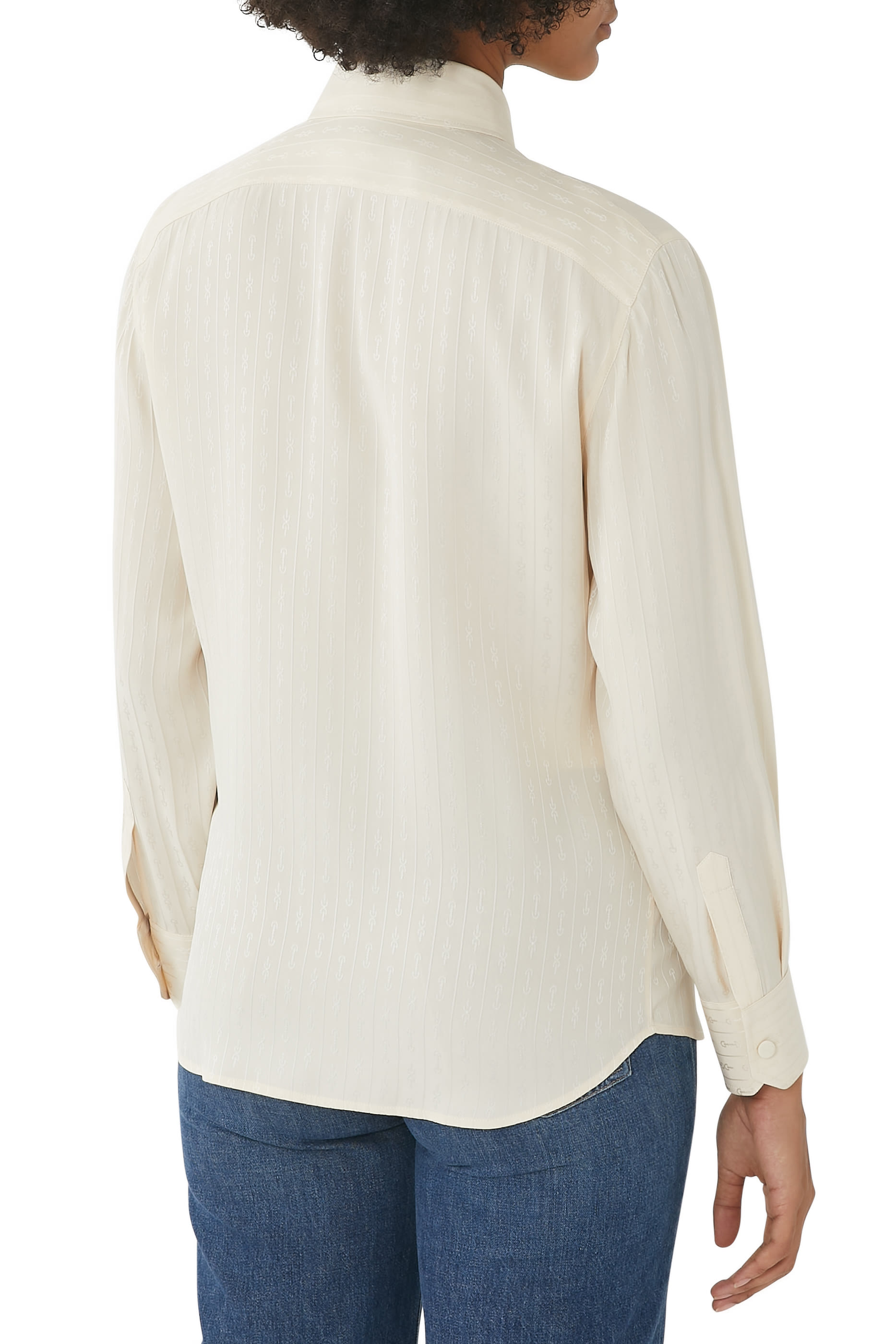 قميص حرير مخطط بطبعة لجام الحصان جاكار