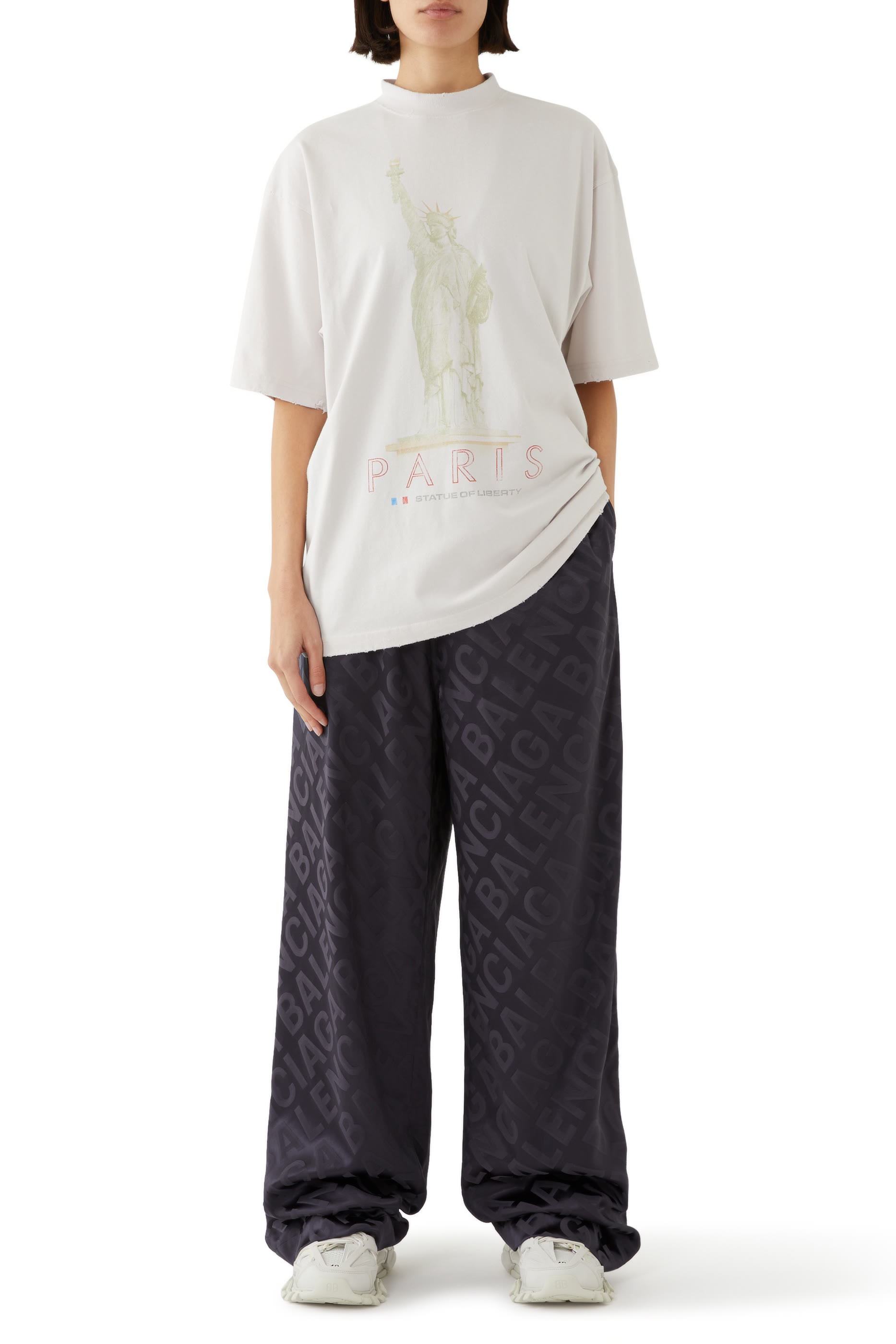 تيشيرت بطبعة باريس وتمثال الحرية قطن
