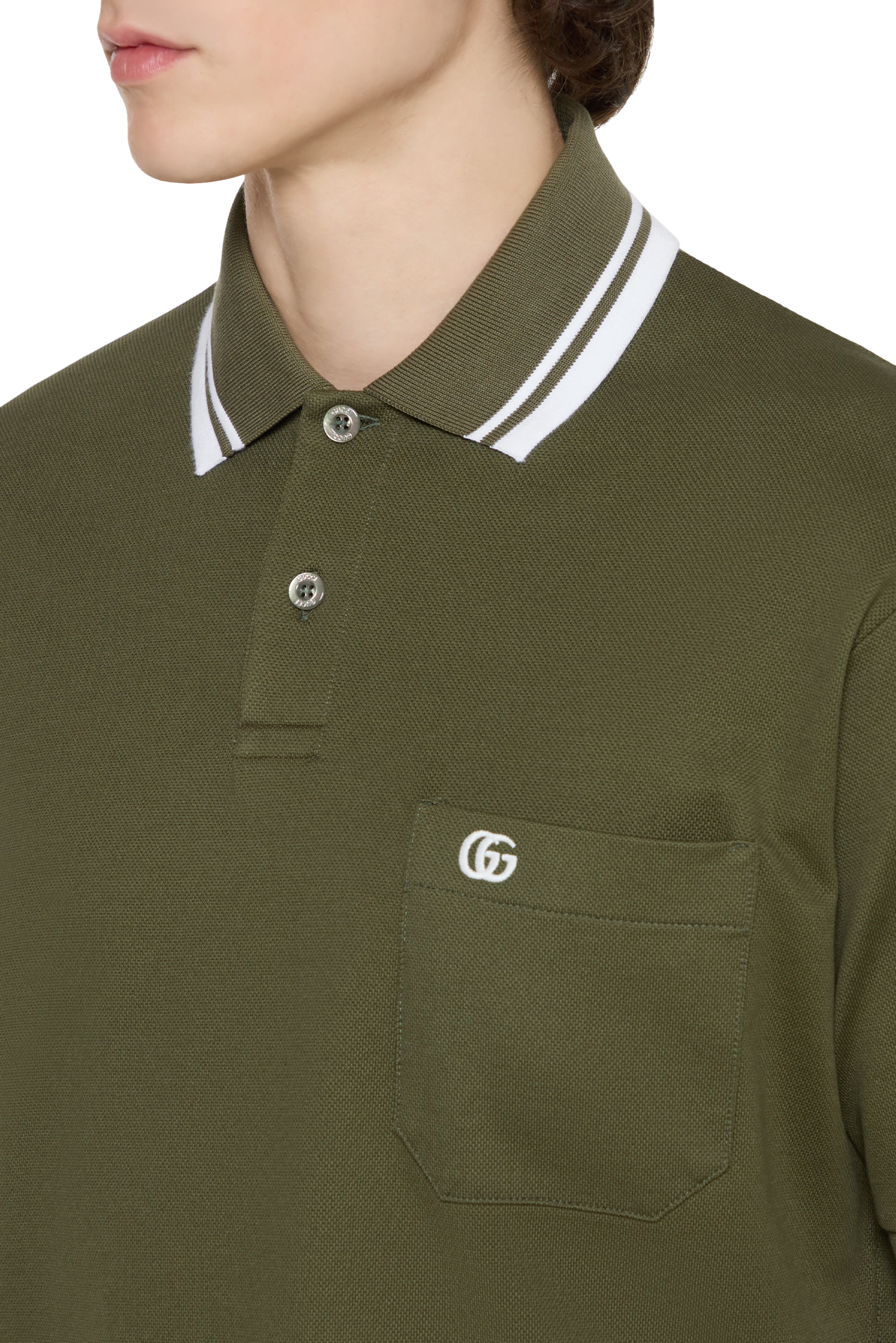 قميص بولو مطرز بشعار الماركة قطن بيكيه