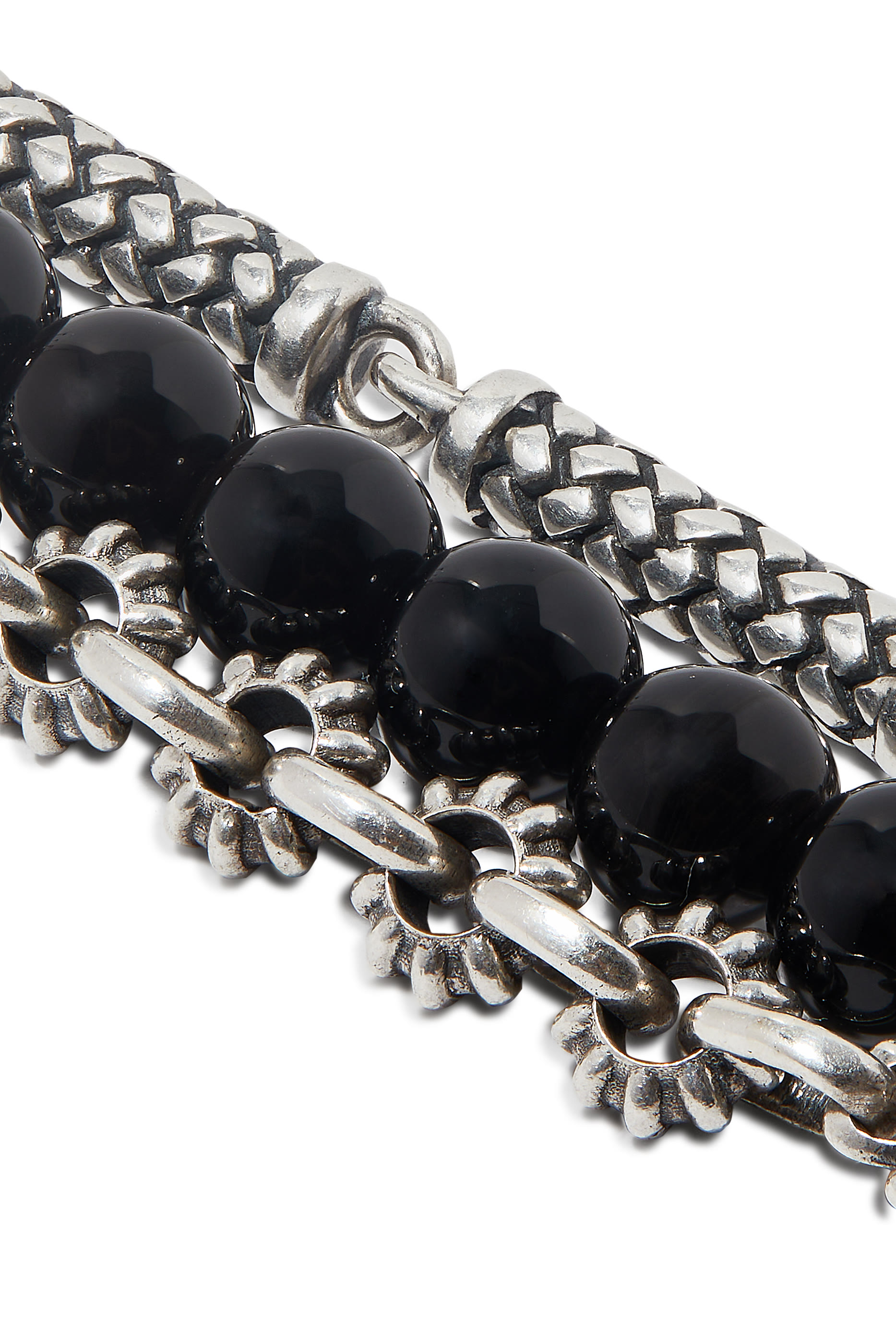 سوار بتصميم ملفوف بخرز، فضة استرلينية وعقيق أخضر